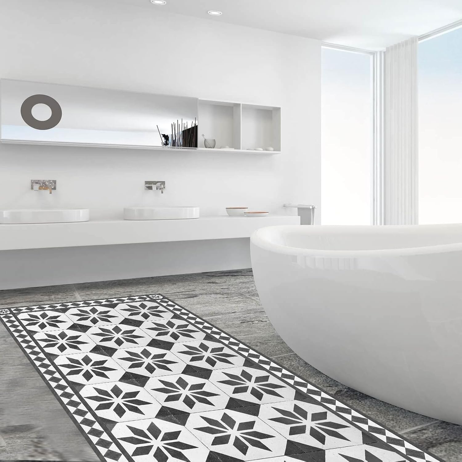 CREARREDA Kitchen Mat Non-Slip and Washable Vinyl Kitchen Runner 100% Made in Italy Vinyl Kitchen Rug Kitchen Mats for Floor image number 6