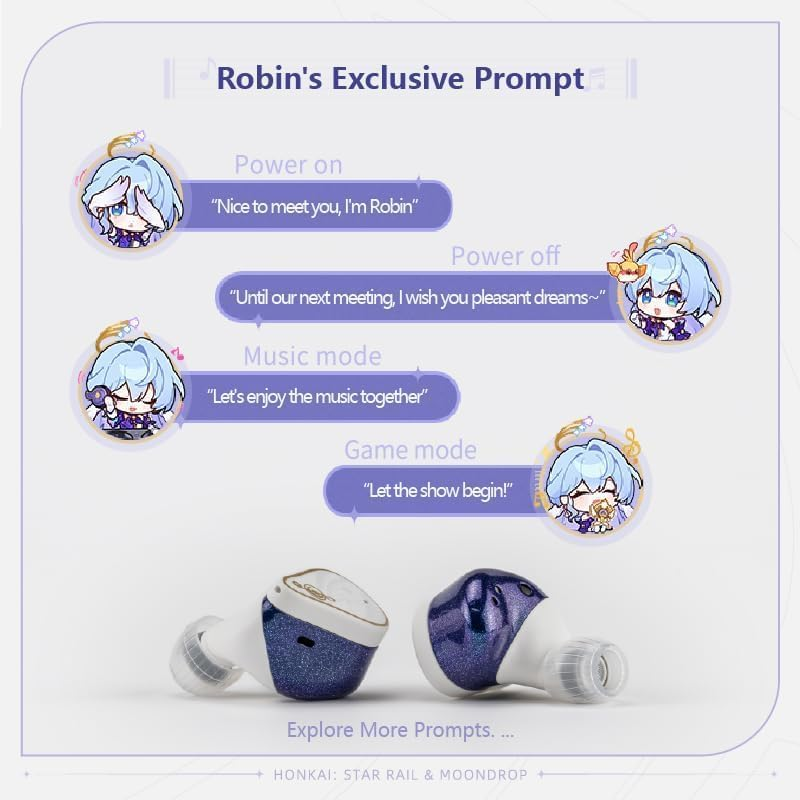 Moondrop Robin Earphone Honkai Star Rail Robin'S Earphones TWS Hybrid Dynamic Driver + Planar Driver ANC TWS Earphones image number 5