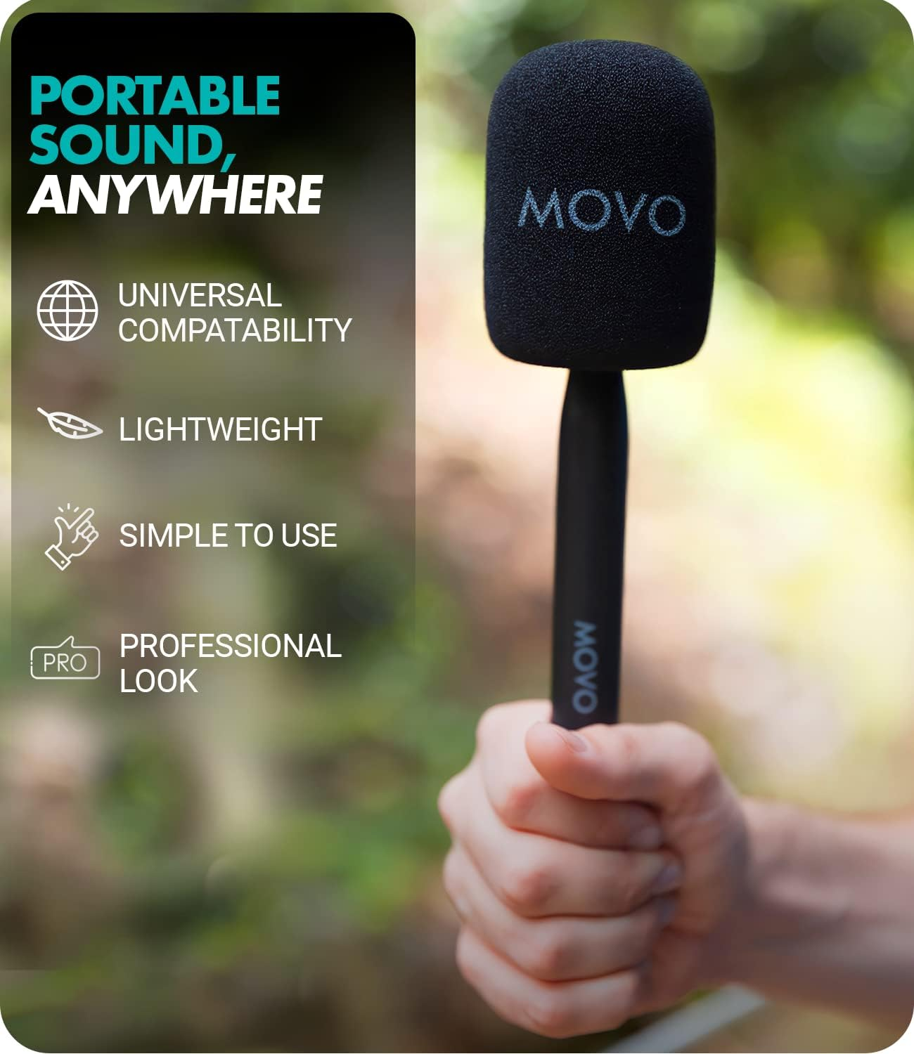Movo WMX-HM Wireless Interview Microphone Adapter - Compatible with DJI Mic, Rode Wireless GO, Hollyland Lark, and More - Works with Wireless Mini and WMX-2 Systems - Handheld Mic Mount image number 4