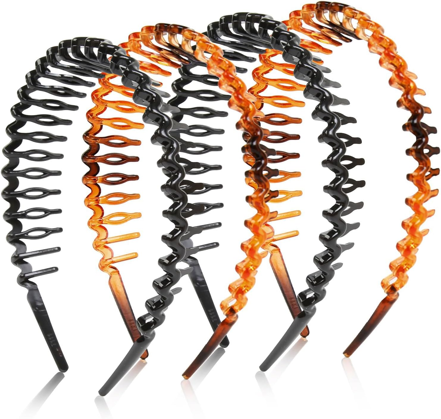 TELAIN 4-Pack Zigzag Headbands for Women, Girls, and Men Plastic Hair Clips with Teeth, Thin Zigzag Headbands, Non-Slip Black Comb Hair Clips Hair Accessories image number 2