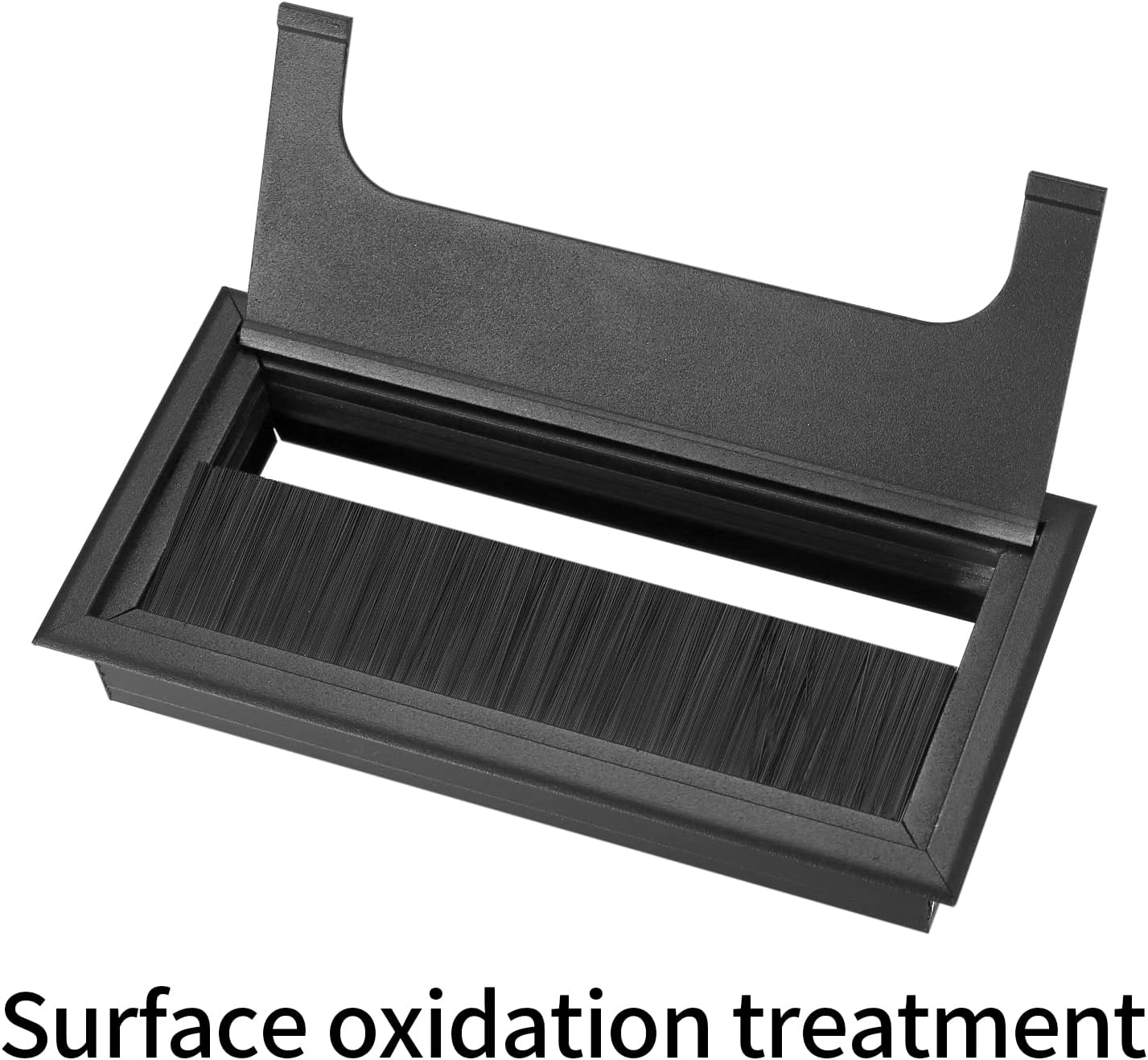 2 X Cable Grommets 160 X 80 Mm Cable Duct Desk with Brush Seal Aluminium Black with 10 Cable Ties image number 2