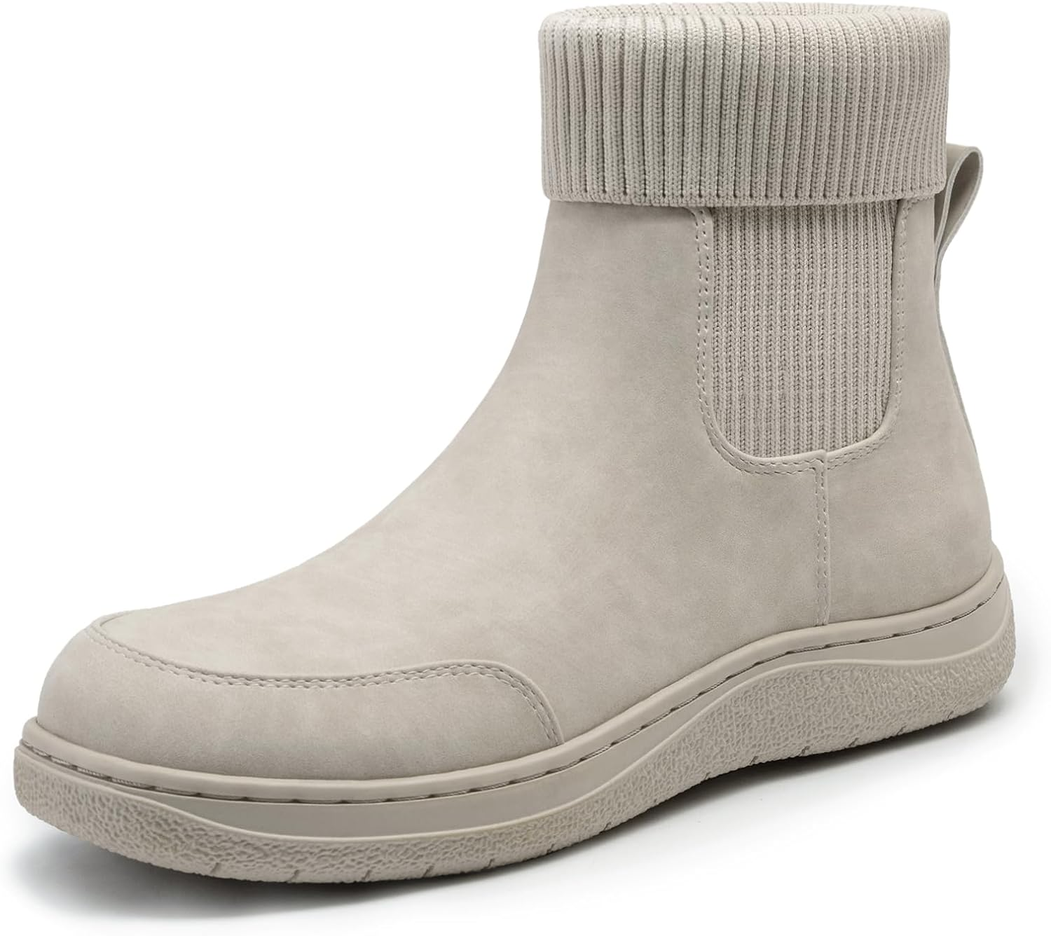 Athlefit Women'S Chelsea Ankle Boots Comfortable Winter Short Leather Boots Fashion Slip on Elastic Sock Booties