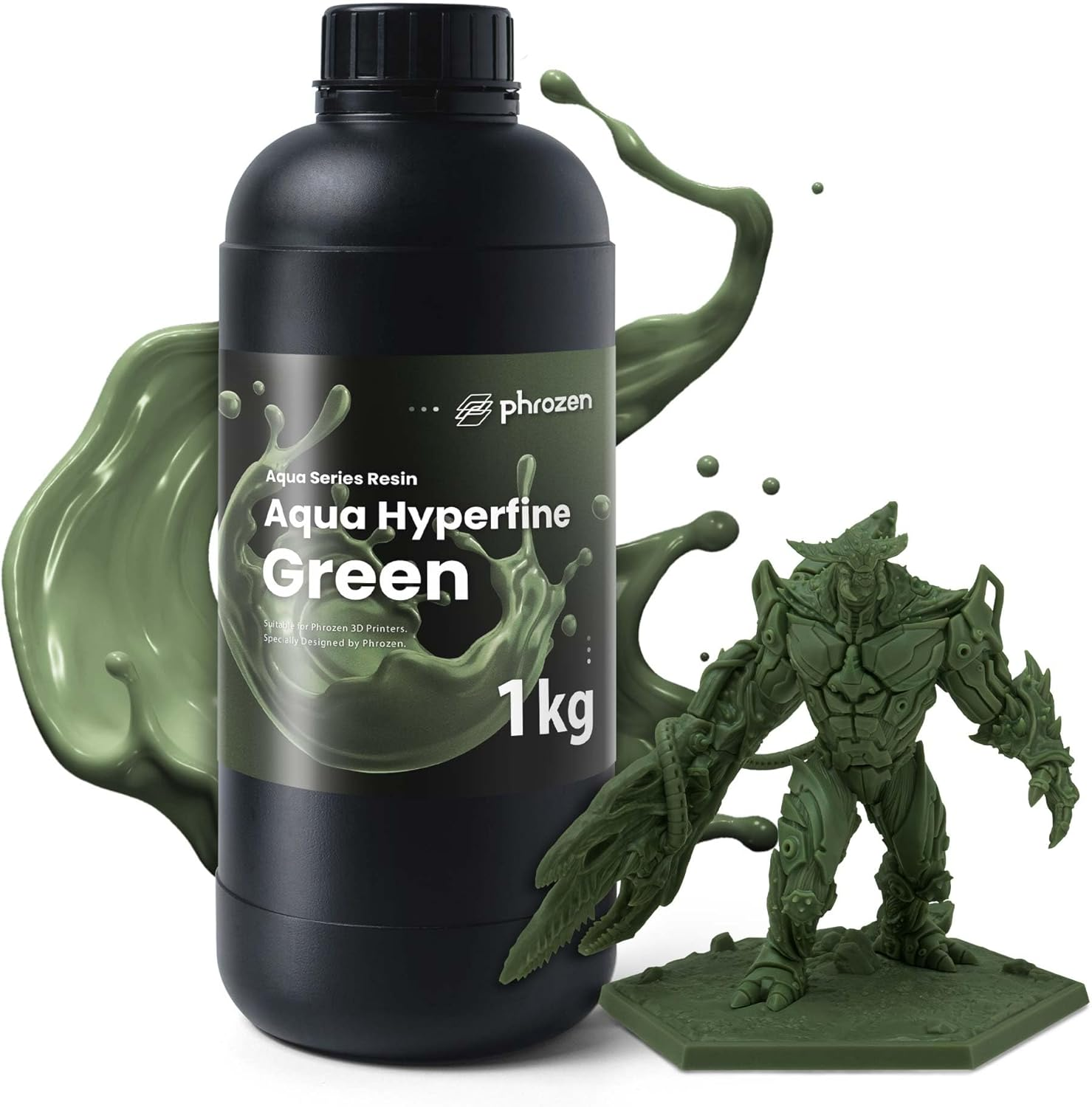 Phrozen Aqua-Hyperfine 3D Printer Resin | High Resolution for 9K/12/14K LCD Printers | Standard 405Nm Uv-Curing | High Detailed, Low Shrinkage | Green (1Kg)