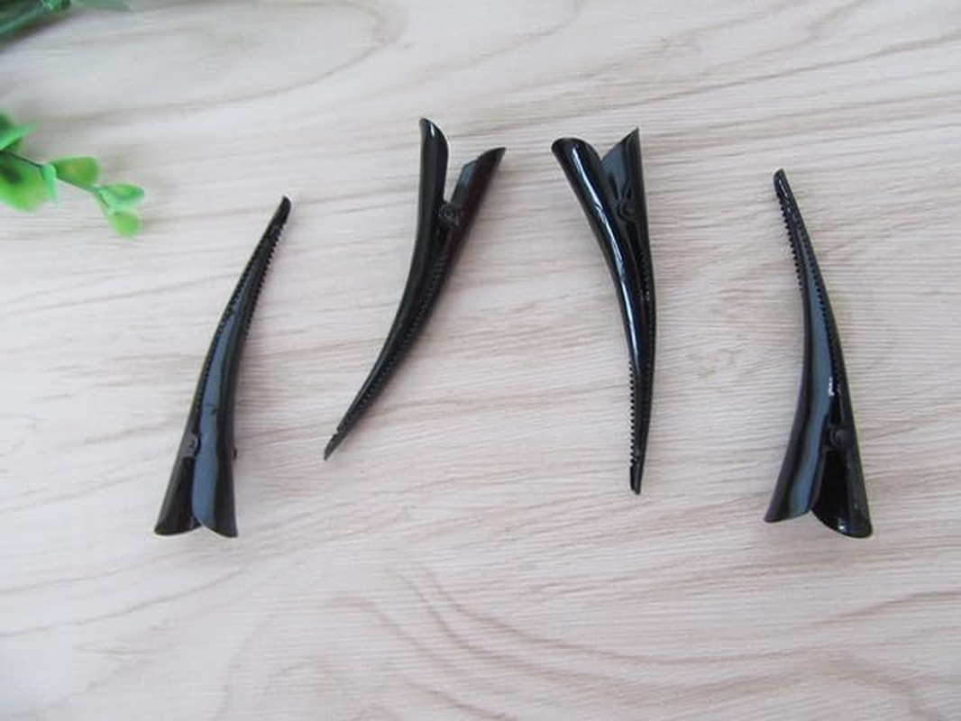 100Pcs Black Single Horn Shape Hairstyle Alligator Hair Clip Bar image number 1