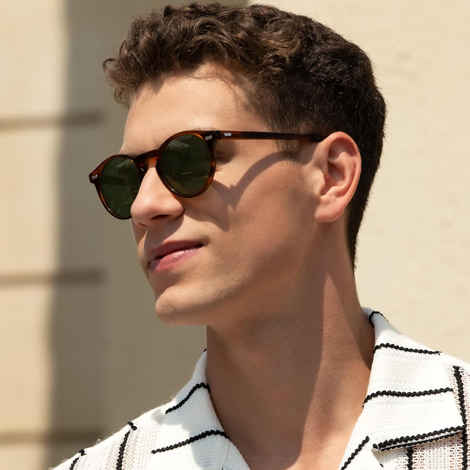 CARFIA Acetate Polarized Sunglasses for Men Trendy Retro Sun Glasses CA2307 image number 3