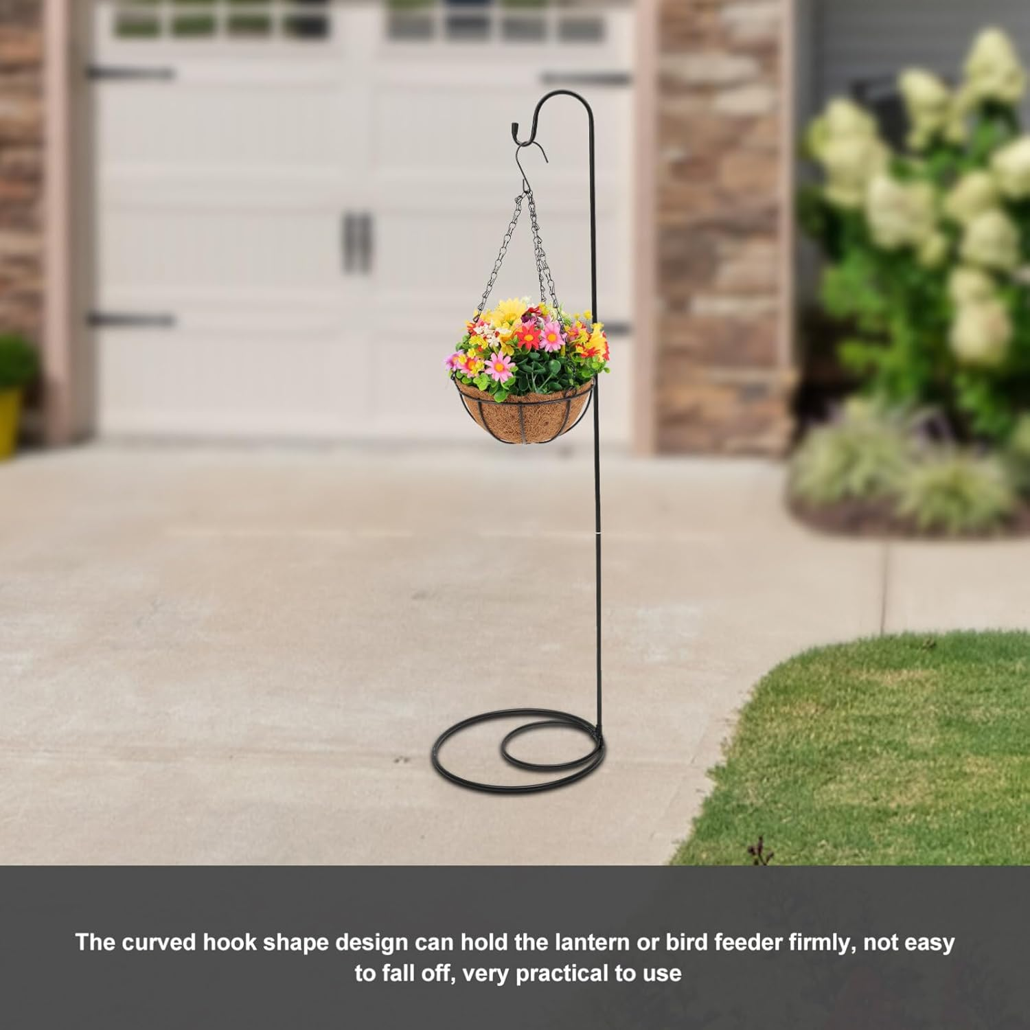 Yardwe Ground Hanging Shepherd Hook Detachable Outdoor Garden Stake for Lanterns Flower Beds Decor Resistant Iron Stylish Finish for Weddings Patios image number 1