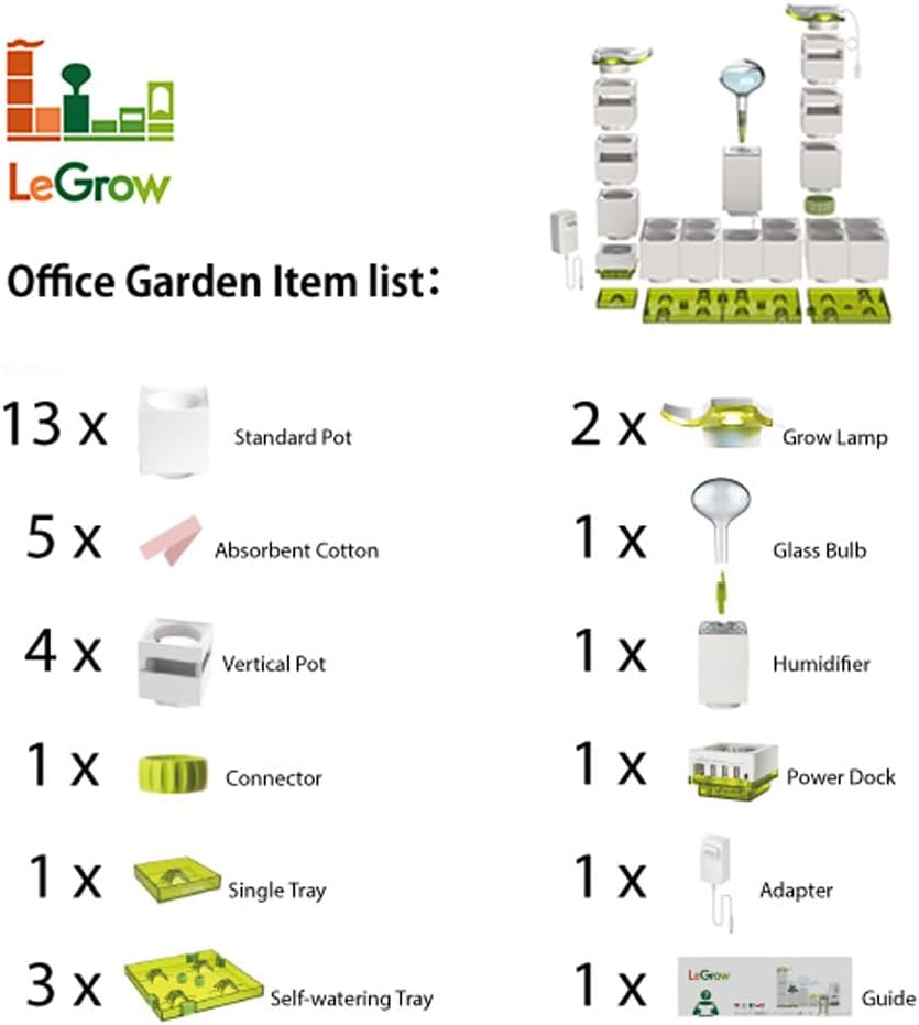 Legrow Home Garden, Enjoy the Natural Landscape Daily, Automatic LED Grow Light, 7 Days Watering Free Ecosystem, Modular Design Fits Any Space, Write, [Plants NOT Included]. image number 6