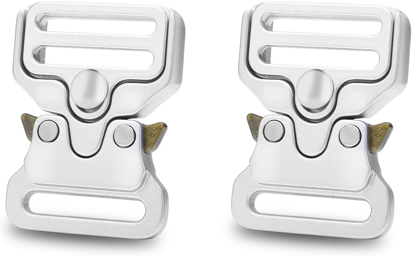 2Pack Metal Tactical Duty Belt Buckles, 1 Inch Metal Buckle Clip for Dog Collar, Tactical Keychain, Backpack Bags Clip, Tactical Paracord Bracelets Buckle Hardware Accessories Replacement Black