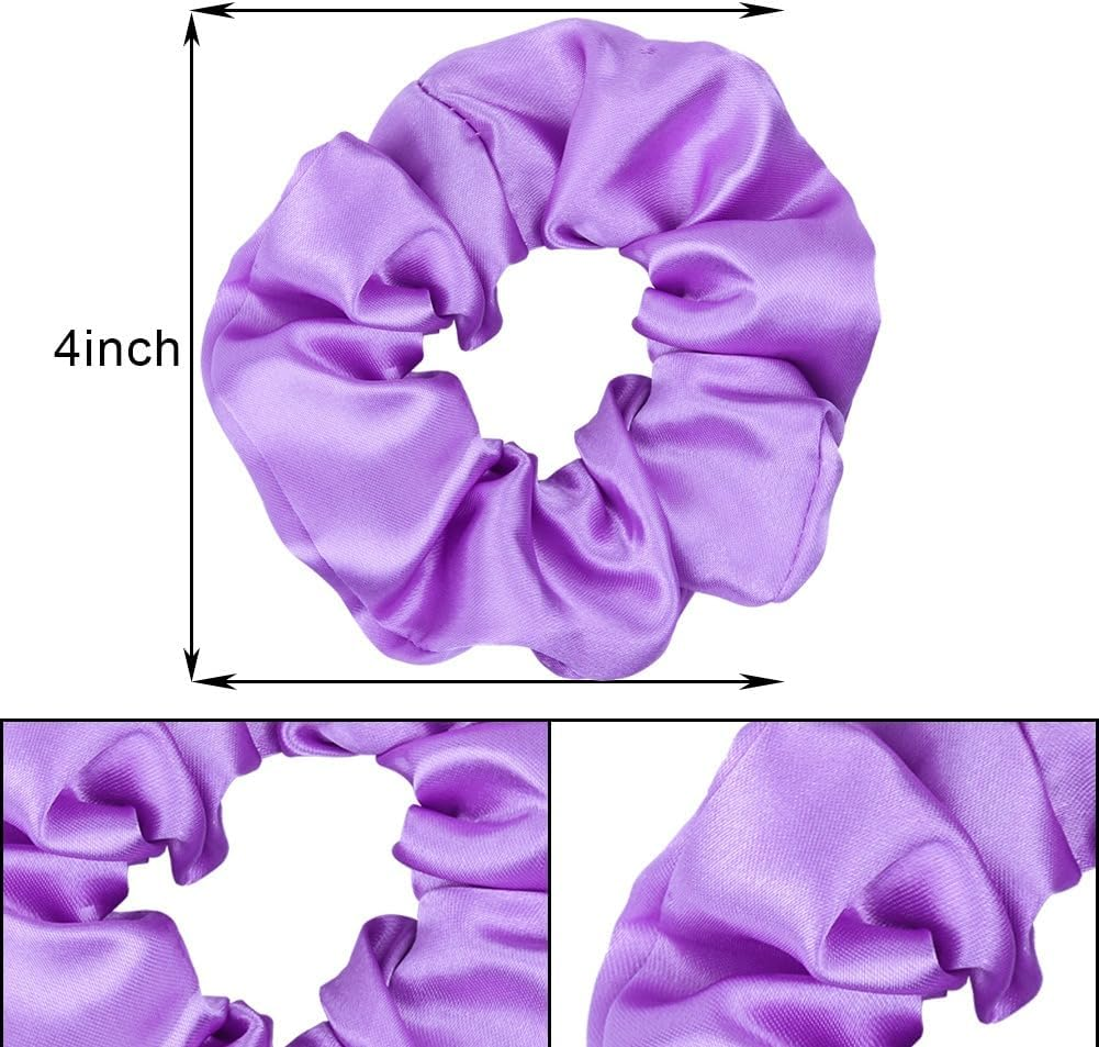 Pack of 4 Hair Bobbles, Elastic Hair Bands, Soft Scrunchies, Hair Rings, Reusable Rubber Bands, for Ponytail, Long Hair or Thick Curly Girls Women Hair Accessories, Rose Red