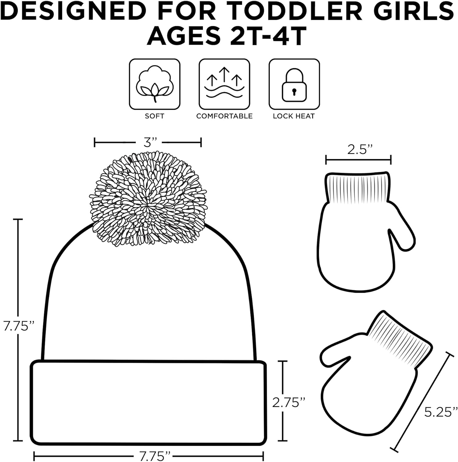 Eone Winter Hat, Toddlers Mittens, Peppa Pig Baby Beanie for Girl'S, Grey/Pink, 2-4T image number 3