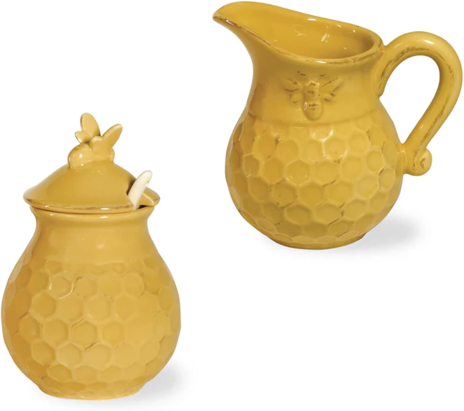 Boston International Embossed Ceramic Salt and Pepper Shakers, 2-Piece Set, Honeycomb,Jc16117 image number 2