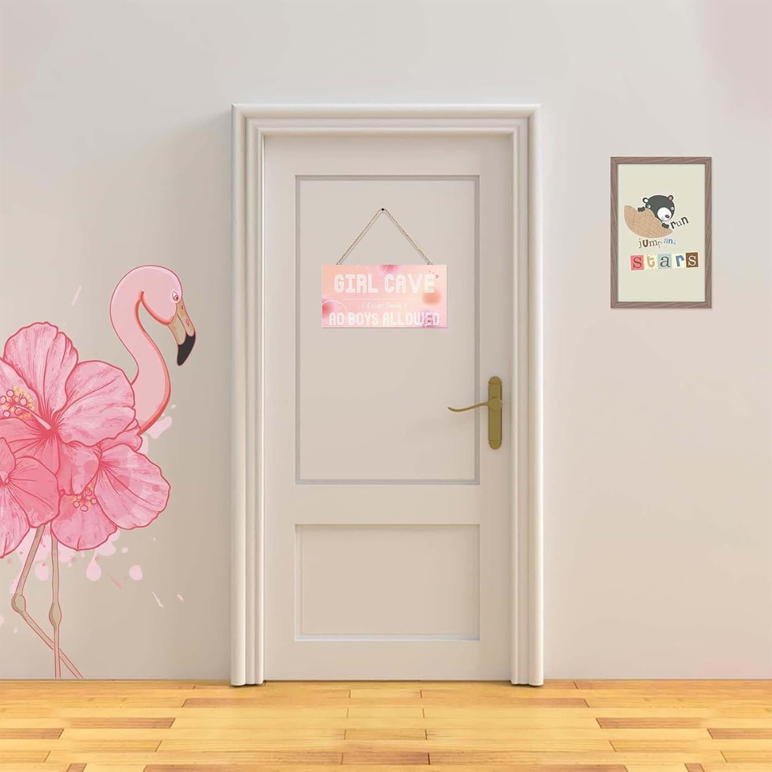 DUMING-IN Girl Cave Sign, 12"X6" Cute and Funny Girl Cave Hanging Wooden Door Sign Wall Decor, Kids Room Signs for Door, No Boys Allowed Sign, Room Decor for Teen Girls (Pink) image number 4