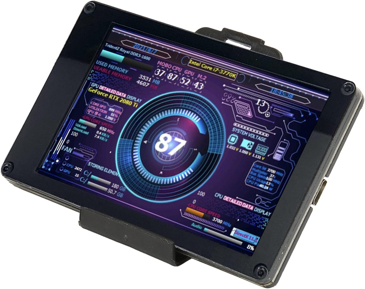 PC Temperature Display Screen, 3.5 Inch IPS Computer Case Secondary Screen CPU RAM Real Time Monitoring, Computer Temp Monitor for Raspi, for Linux, For image number 2