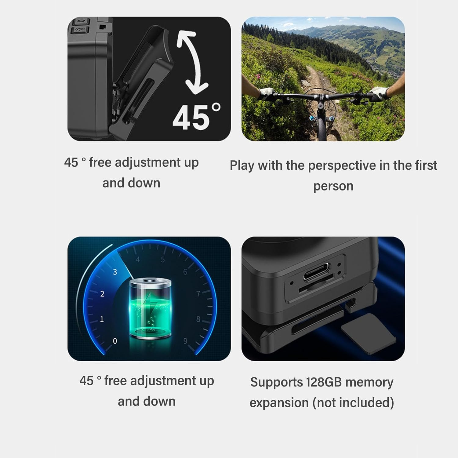 LICAEVEY Mini Head-Mounted Action Camera, 1080P 45 Deg Adjustment Smart Sensing with LED Headlamp Sport Camera for Outdoor Sports Traveling image number 6