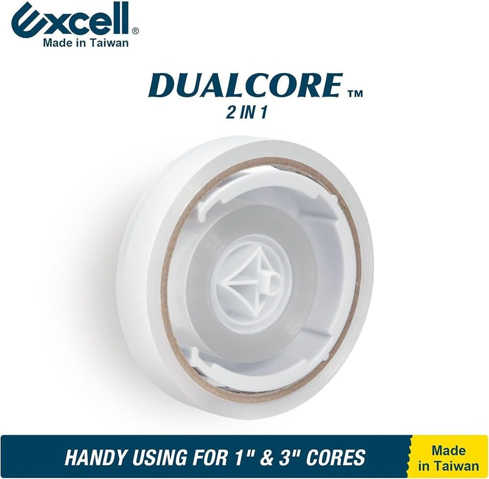 Excell Premium Dualcore Desktop Tape Dispenser (1" + 3" Core) with Sand Weighted Base, White Desk Tape Dispensers Use for Home, Office, Gift Store and Wrapping Purpose image number 2