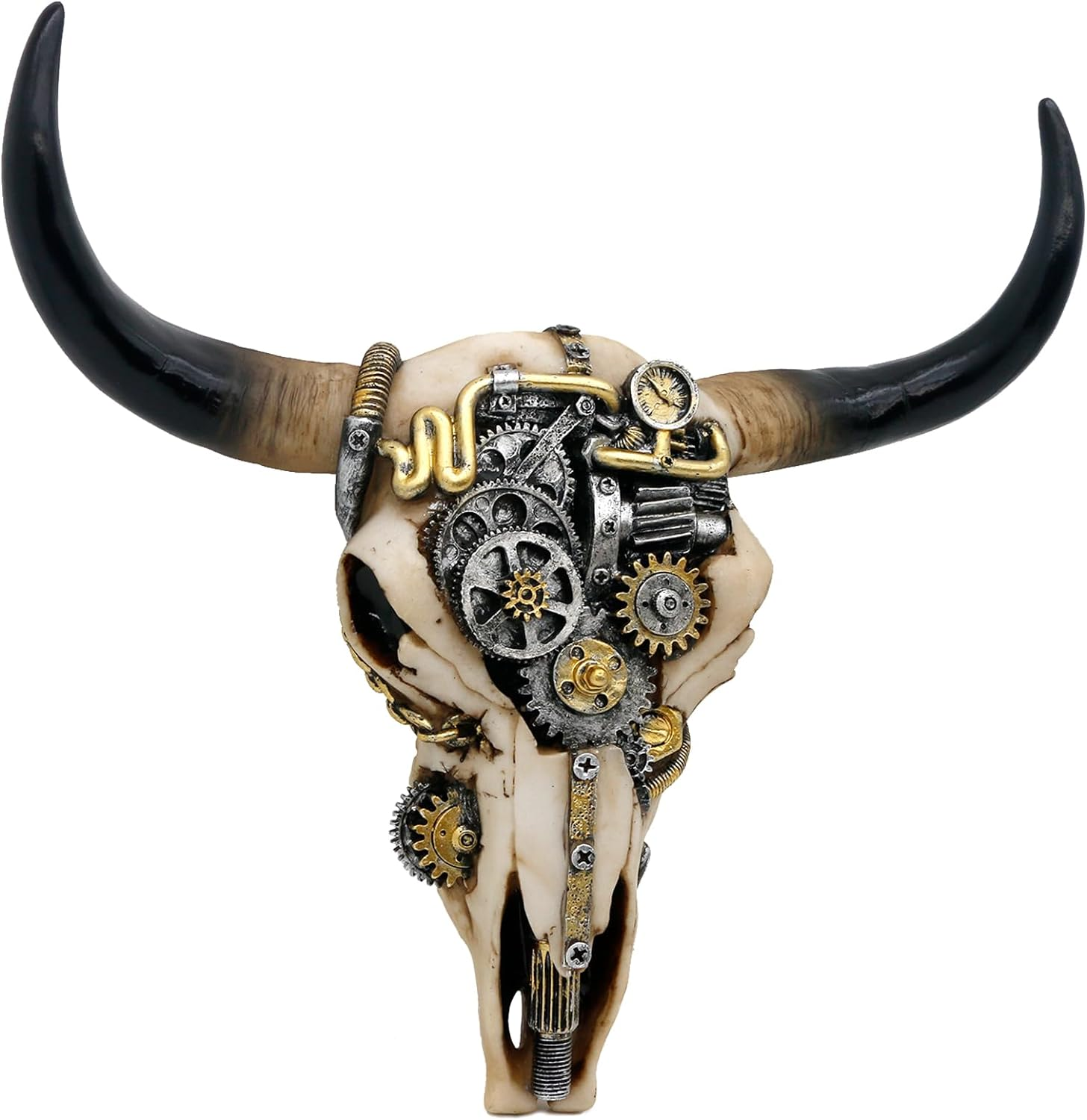 Alikiki Steampunk Cow Skull Wall-Decor - Western Bull Head Skull Wall Sculpture 3D Animal Head Wall Art Hanging Decor for Living Room Bedroom Kitchen Gift Modern Decoration image number 2