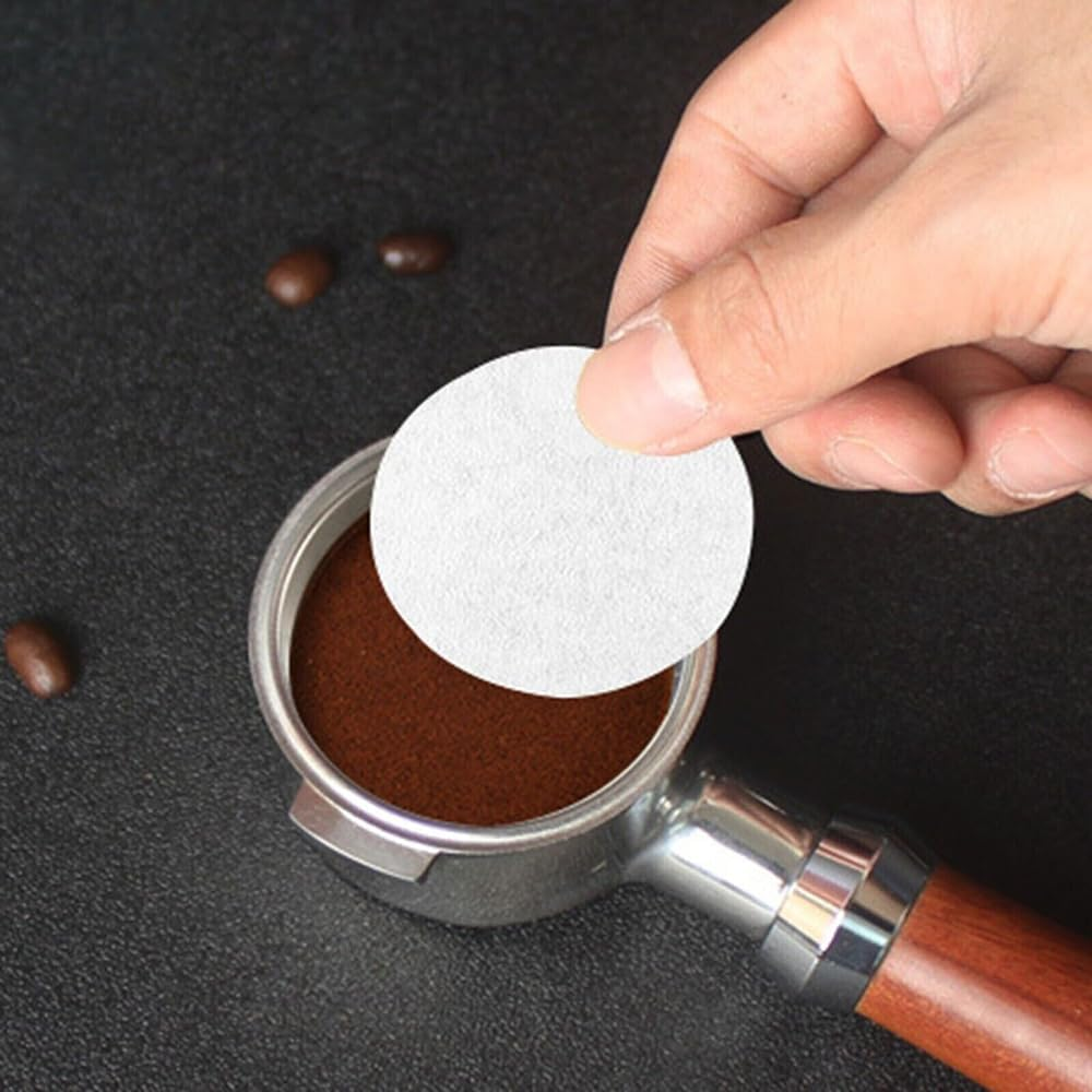 100Pcs 51Mm Coffee Machine Filter Paper Handle Powder Bowl round Raw Wood image number 1