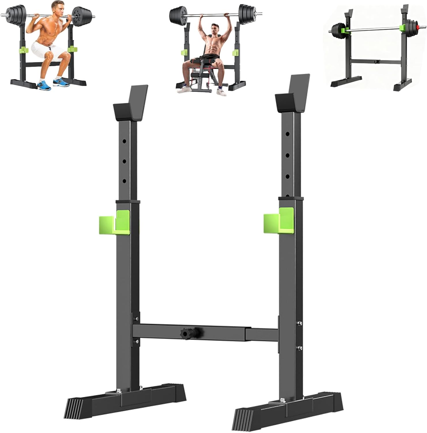 Adjustable Squat Power Rack, Bench Press Rack, Barbell Stand for Home Gym Strength Training Fitness Workout, 230Kg Max Load
