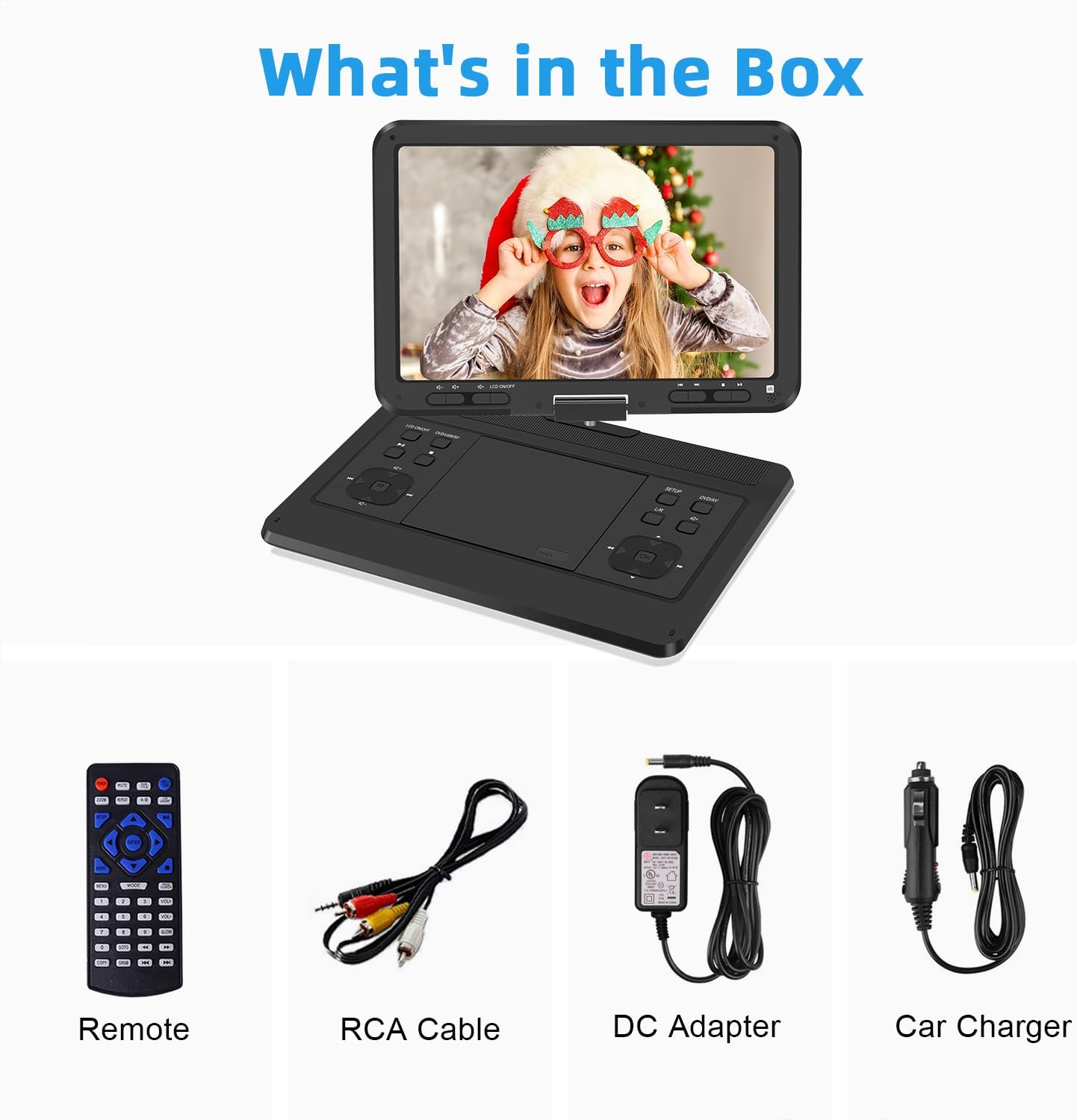 16.9'' Portable DVD Player with 14.1&rdquo; HD Large Swivel Screen, DVD Player Portable with Screen Buttons for Easy Control, 6 Hrs Battery, Car Charger, Region Free, Support USB/SD Card, Black image number 1