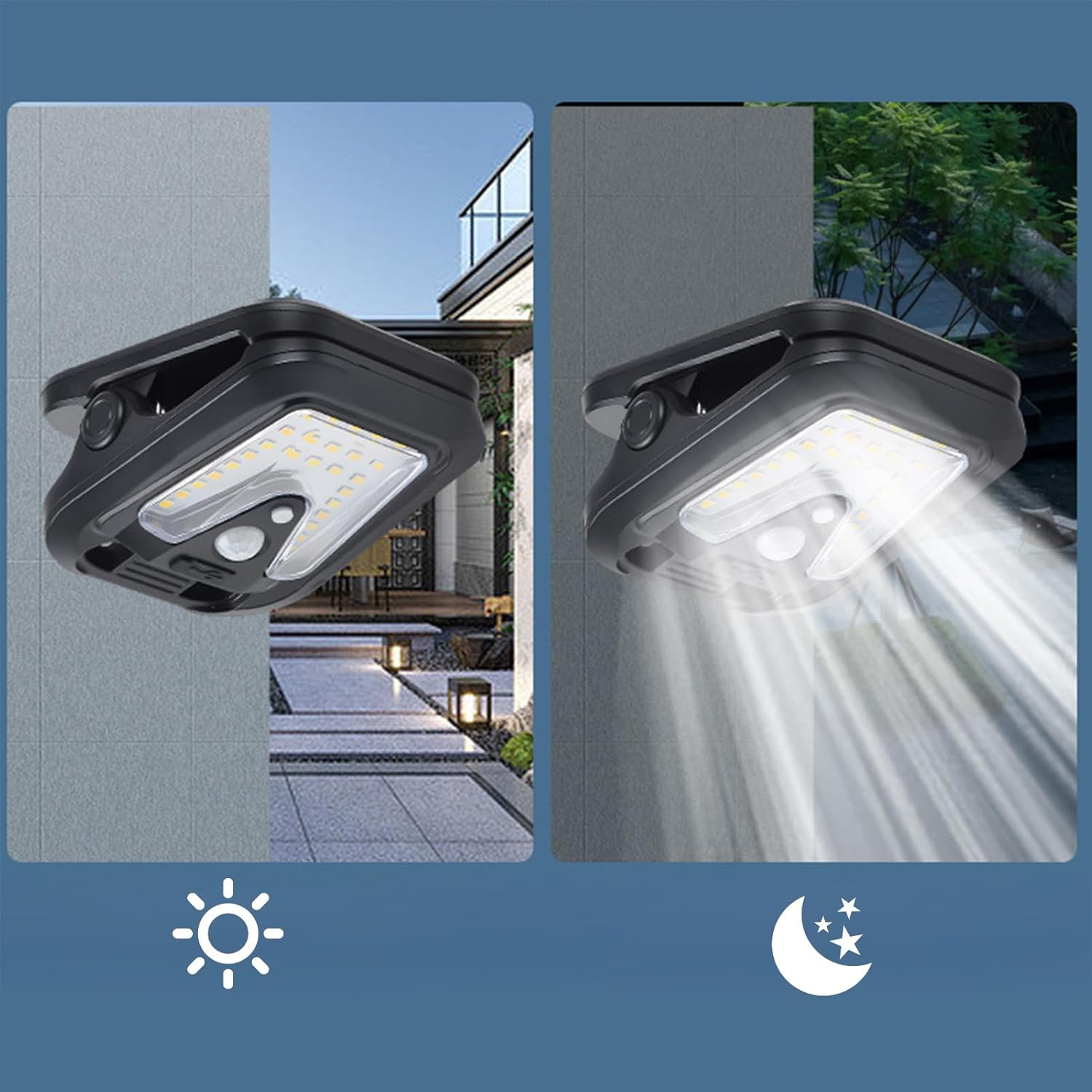Outdoor Solar Motion Lights | USB Electric Torch,Auto on off Waterproof 4 Modes Clip Solar Lamp - for Garden Patio Fence Yard Deck Porch Pathway Stair Balcony Walkway Lawn Landscape