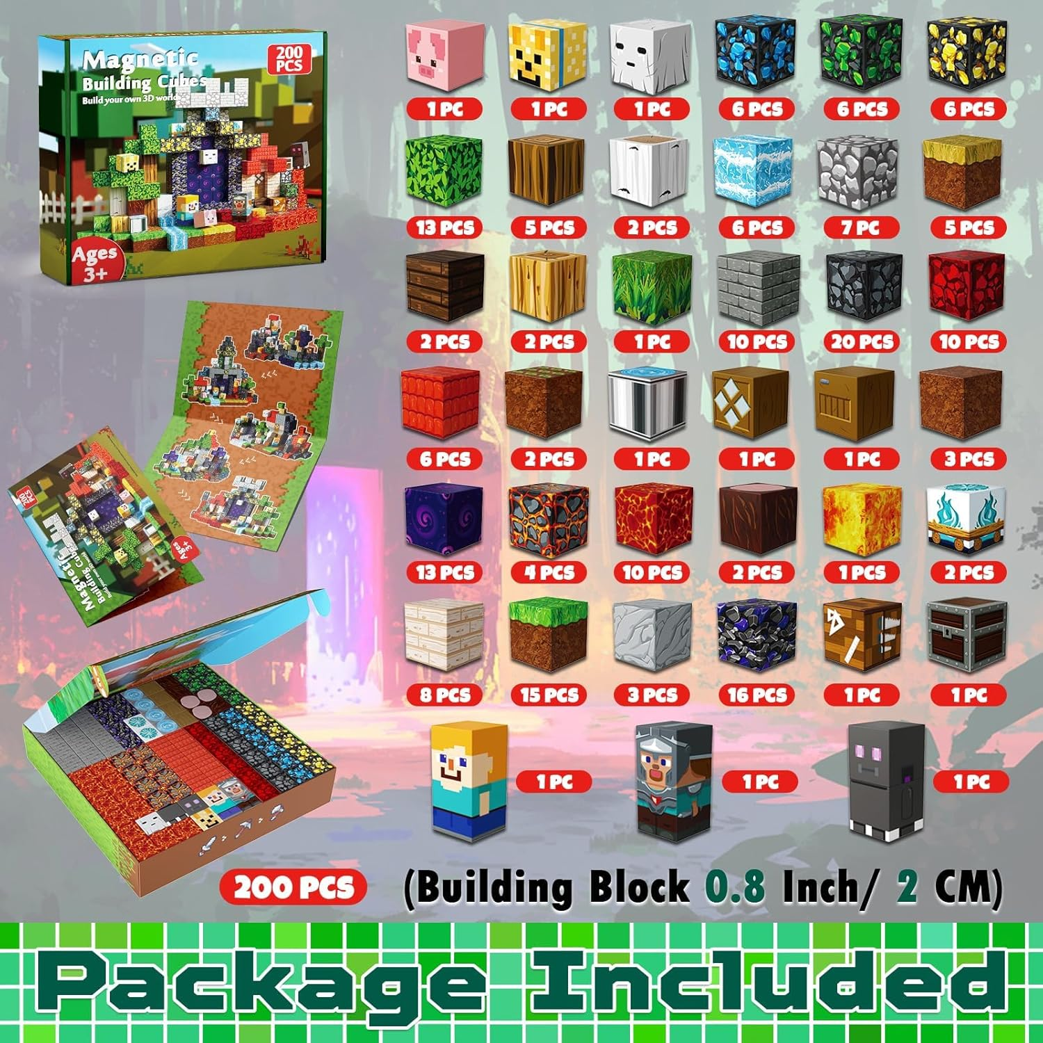 200 PCS Magnetic Blocks - Magnet Toys for Kids, Boys and Girls, Magnetic Building Blocks Cubes, Stacking Magnets for Kids, Birthday Gifts for Boys and Girls Age 3+ Years Old