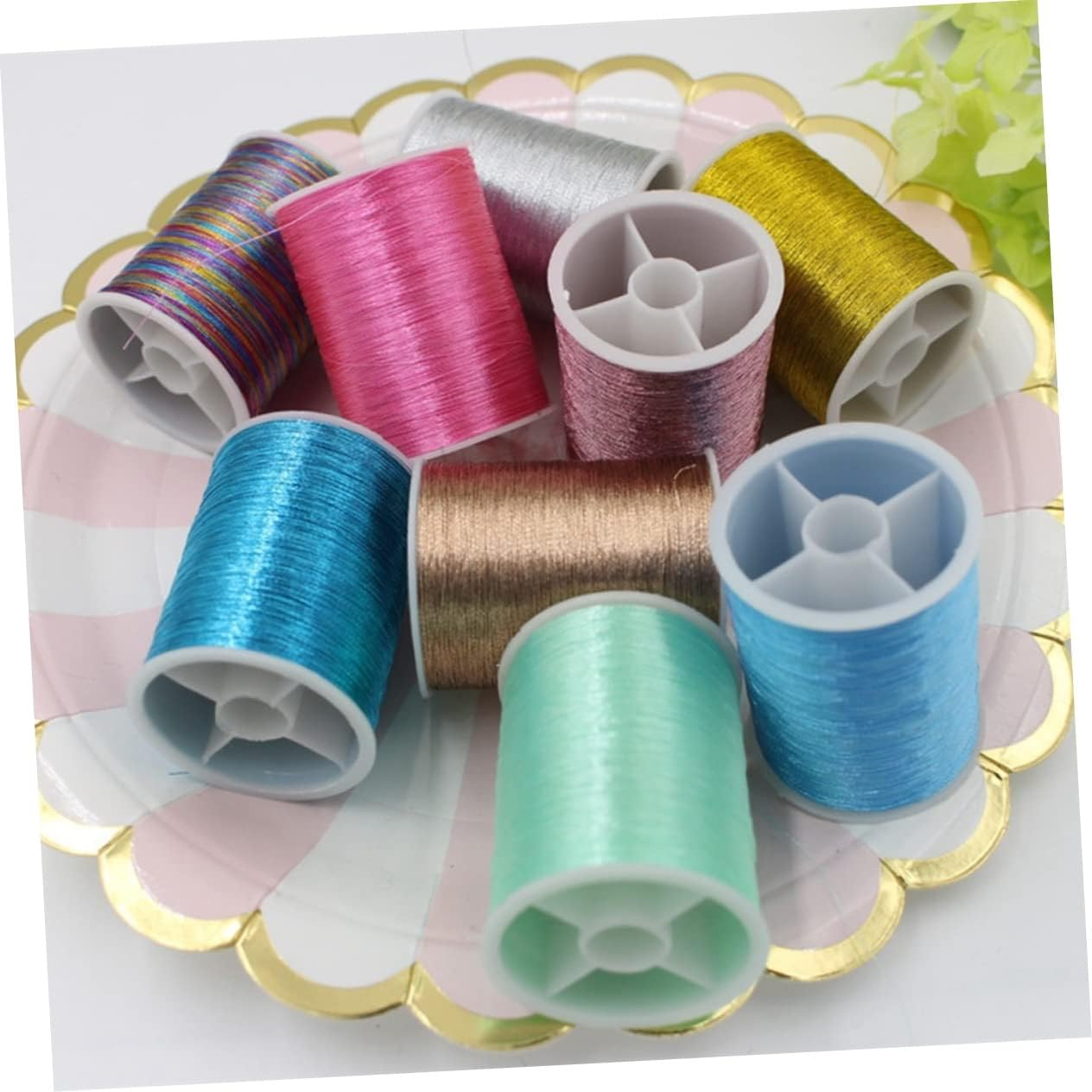 Tofficu Metallic Thread Collection Embroidery Flosses in Glittery Colours Enhance Your Sewing Embroidery Glamour image number 5