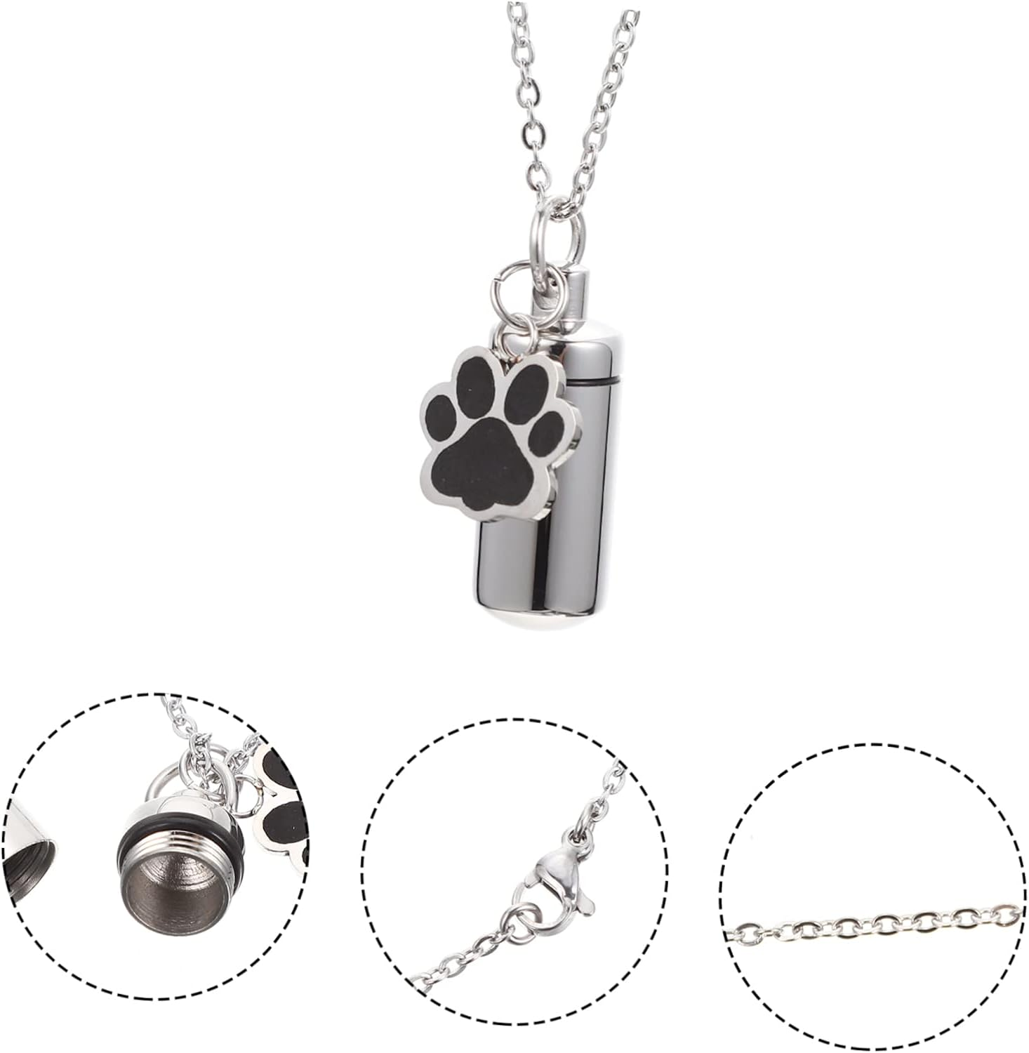 Beavorty Pet Urn Pet Ashes Memorial Urn Necklaces Keepsake Urns Cremation Pendants Necklace for Ashes Cremation Jewelry Hair Jewels Pet Necklace Human Use Ash Wood Stainless Steel