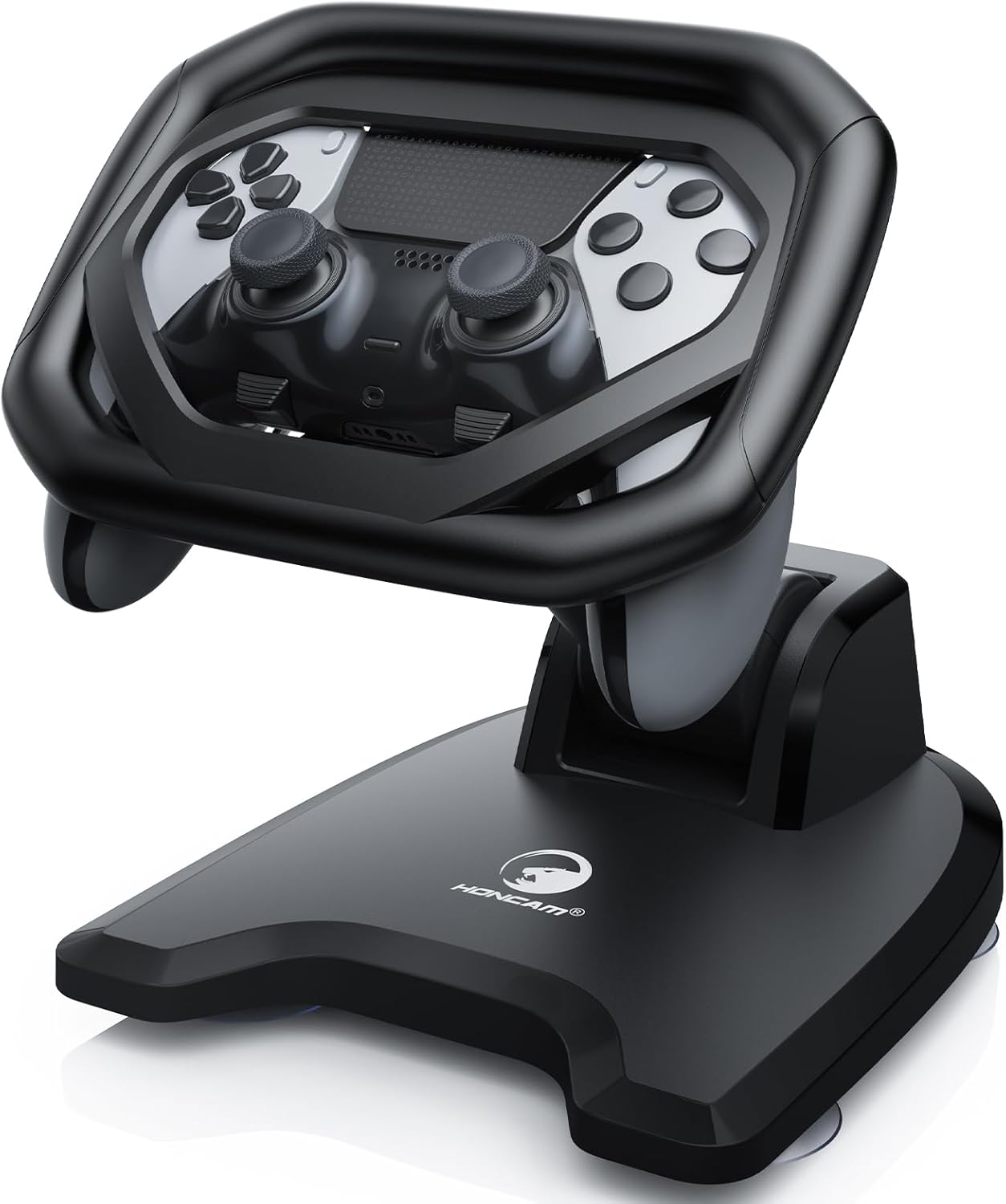 HONCAM Steering Wheel for PS5/PS5 Elite Controllers, Racing Wheel Table Attachment with 4 Suction Cup for Sony Playstation 5 Dualsense Controller, Playstation 5 Accessories Enhanced Stability for Immersive Racing Games, Black image number 6