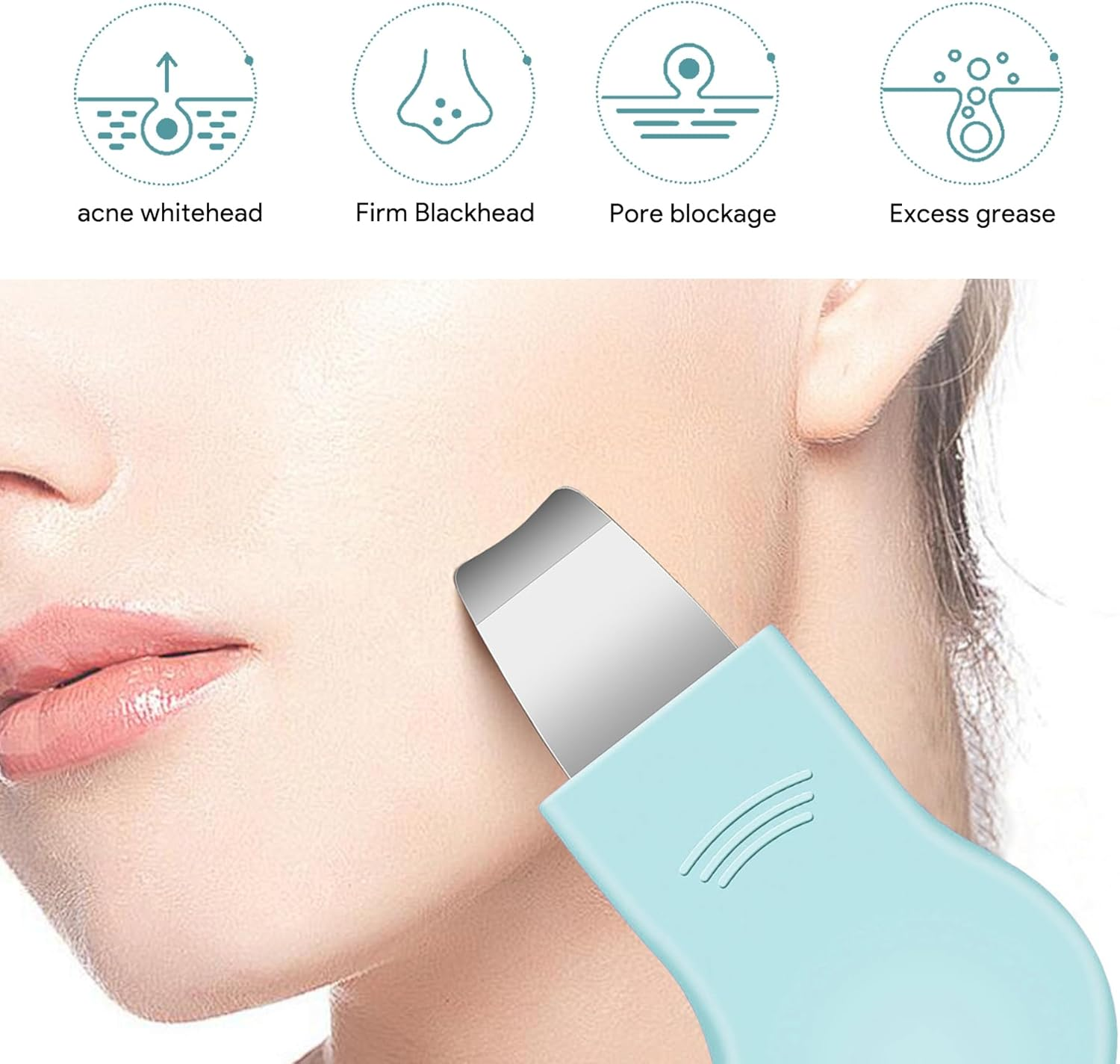 Blackhead Remover Tool &ndash; Dual-Head Pore Scraper for Deep Cleansing, Gentle & Painless Nose Scraper, Skin Scrubber Face Spatula with Protective Cap, Safe & Made from Silicon