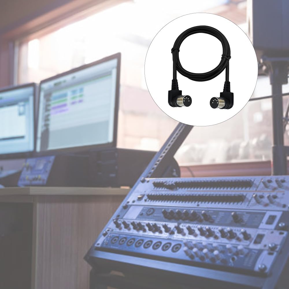 Double 90 Degree Right Angled MIDI Cable DIN Plug Socket Extension Cord Wire Male Din-5Pin Double 90 Degree MIDI 5Pin Cable for TV Surveillance Camera, Electronic Pianos (1.5M) image number 3