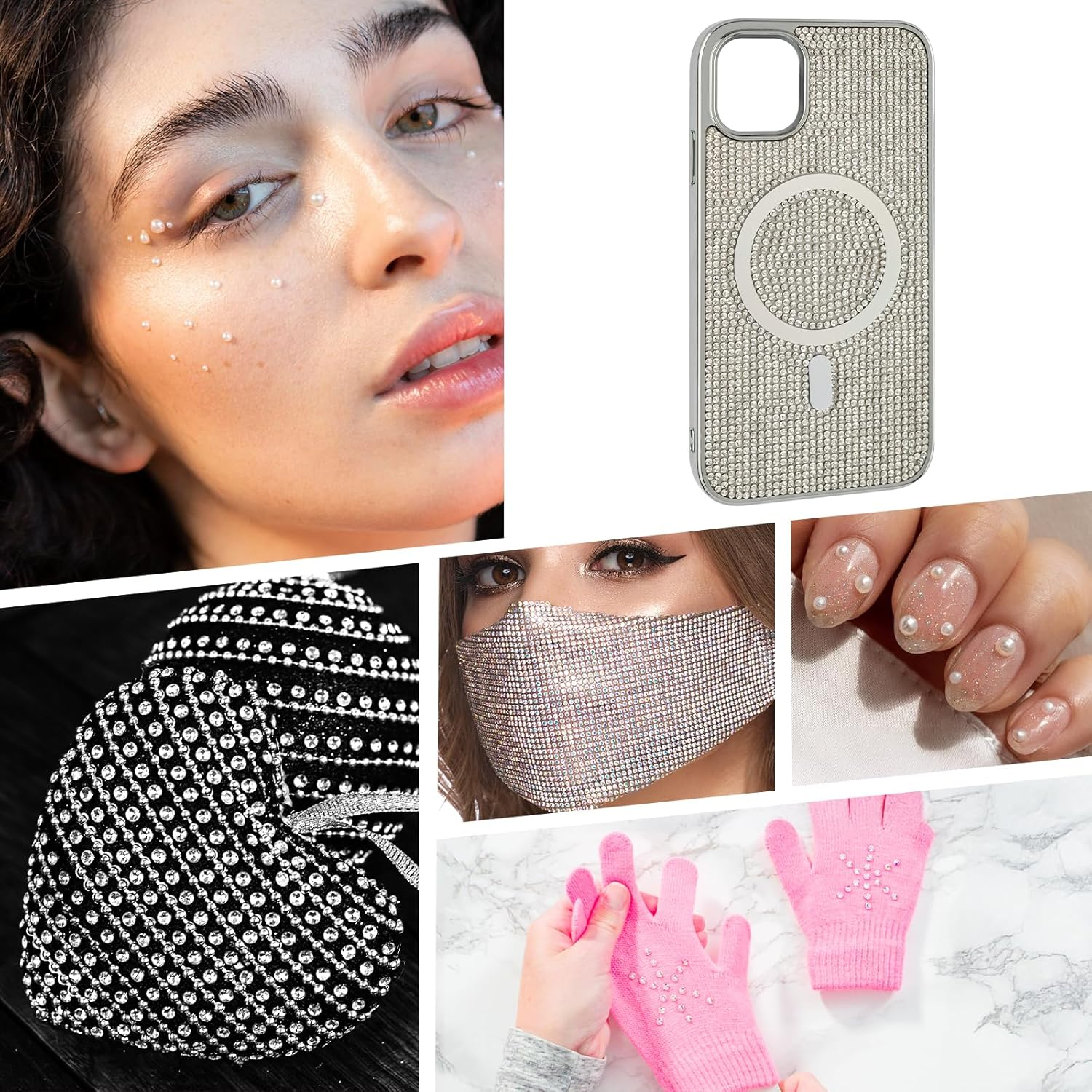 1465P Face Gems, 5 Different Types Self-Adhesive Hair Gems, Face Gems Stick for Eyes, Body, Hair, Makeup, Festival Decorations, DIY Crafts image number 3