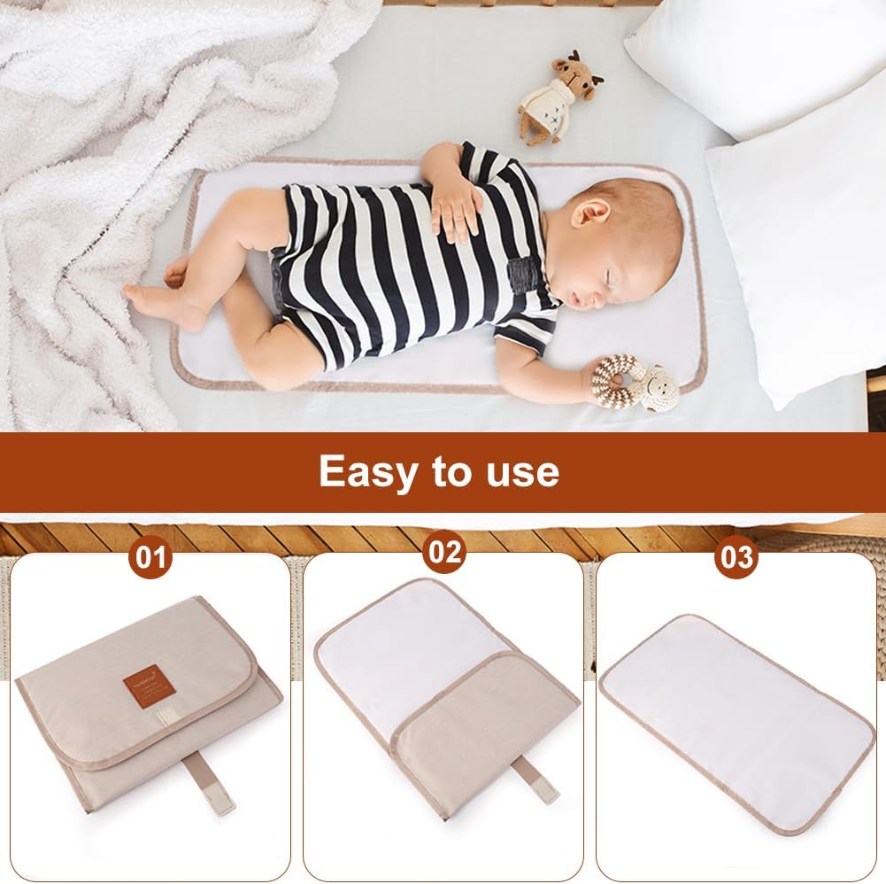 Portable Baby Changing Mat, Lightweight Foldable Travel Nappy Changing Pad, Waterproof Newborn Changer Pads for Home and Outdoor Use, Soft and Breathable