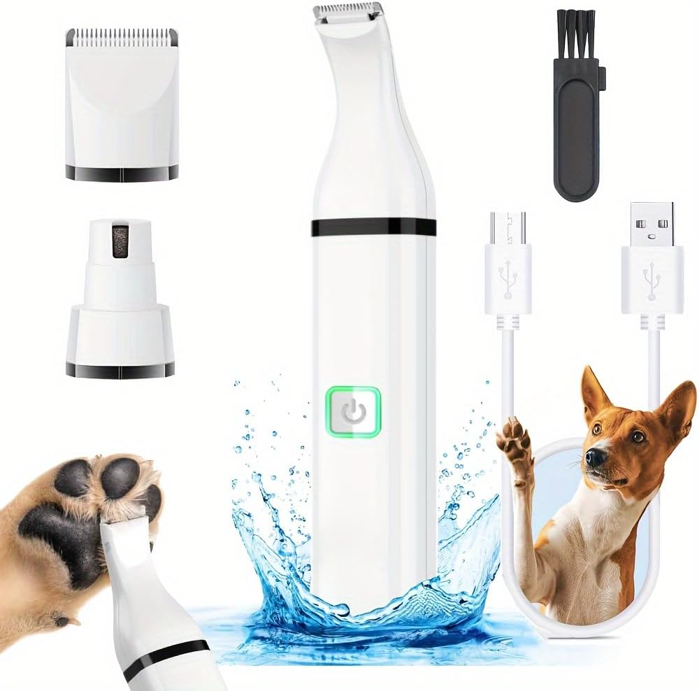 Dog Nail Grinder Set-Super Quiet Rechargeable-Pet Trimmer Nail Grinder Set-3 in 1 Electric Mini Pet Hair Shaver