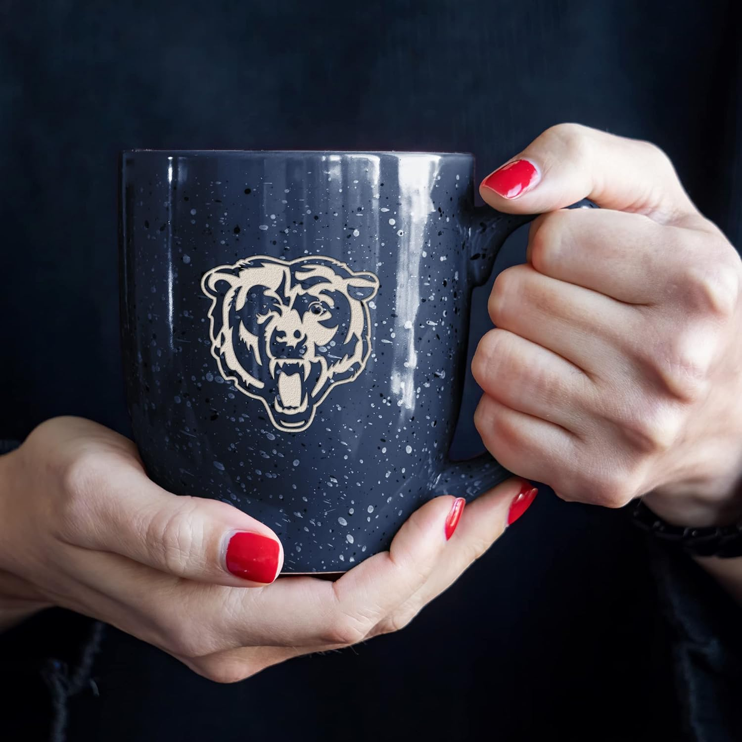 Rico Industries NFL Football Chicago Bears Alternate 16 Oz Team Color Laser Engraved Speckled Ceramic Coffee Mug image number 1