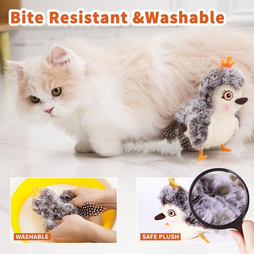 Piper Tomi Interactive Cat Toy - Touch Activated Chirping Bird with Flapping Wings - Kitten Toy with Remote (2Pcs) image number 3