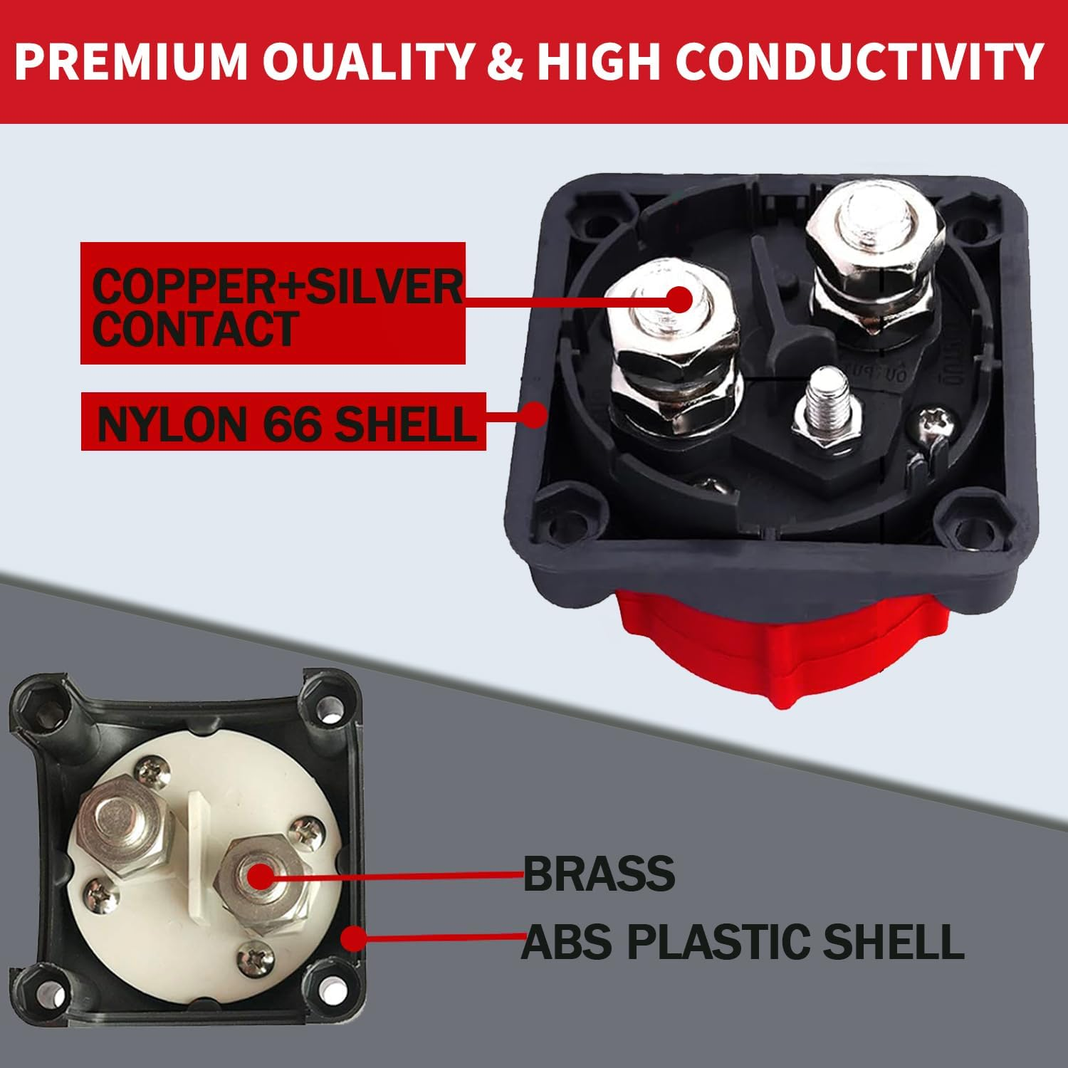 Upgrade Battery Disconnect Switch with Voltmeter, DC 5-60V Master Isolator Cut/Shut off Switch for Marine Boat Car Truck Camper RV Trailer Vehicles Engine Application (On/Off) image number 3