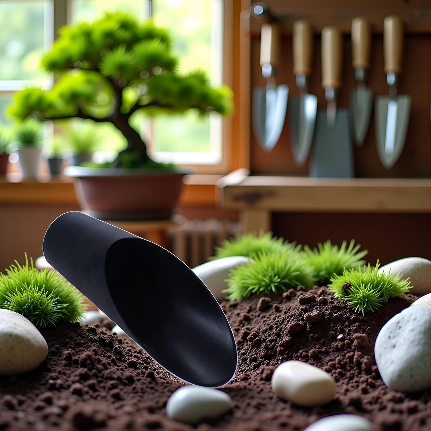 Black Bonsai Soil Scoops- Potting Scoopers Bucket Shovel- Potting Scoopers Bucket Soil Scoop Shovelplastic Garden Soil Scoops -Bonsai, Potting, Cultivation, Weeding,Planting image number 4