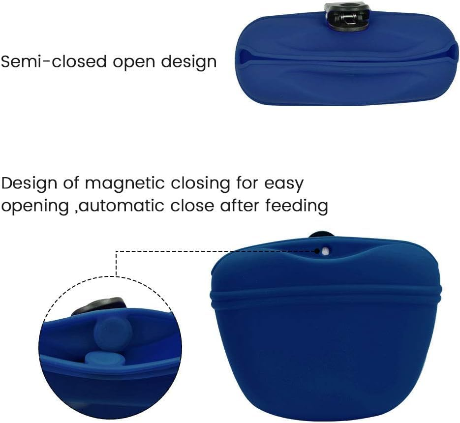 Silicone Dog Treat Training Pouch - Clip-On Portable Training Container with Magnetic Buckle & Waist Clip image number 3