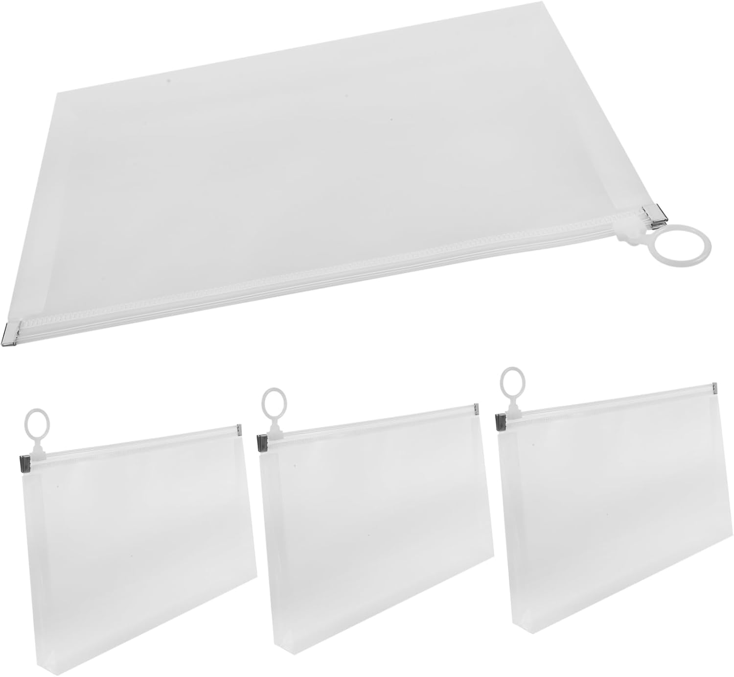 Gatuida Zipper Receipt Bag B5 Size Document Organizer Pouch with Large Capacity Frosted White Edges 4Pcs Portable File Storage for Cash and Documents