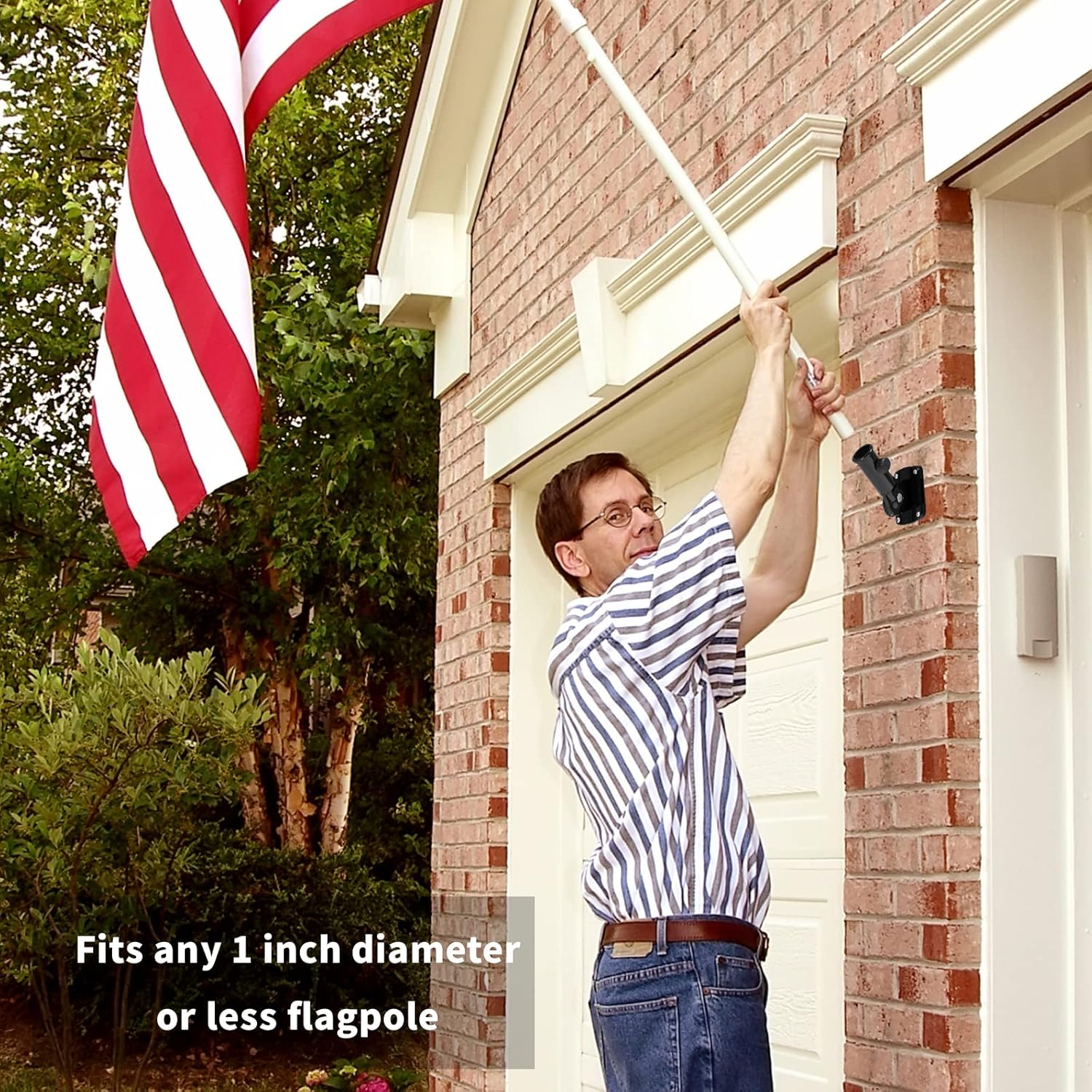 NQ Flag Pole Holder Adjustable, Flag Pole Bracket for outside House Heavy Duty Aluminum, Multi-Position Flag Pole Mounting Bracket Rust Free with Hardwares, 1" Inner Diameter (Black- 1 Pack) image number 3