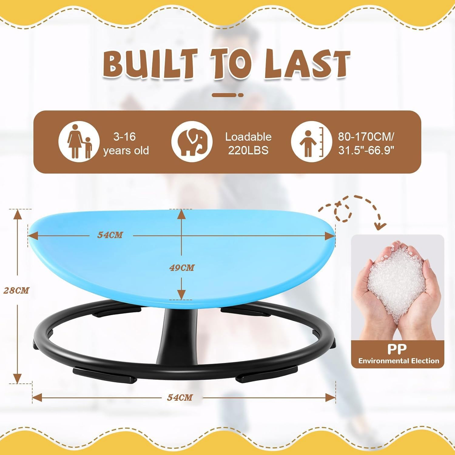 Kids Spin Chair | Sensory Swivel Chair - Indoor Children Sensory Swivel Chair with Non-Slip Design, Kids Balance for Training Body Coordination (Blue) image number 4