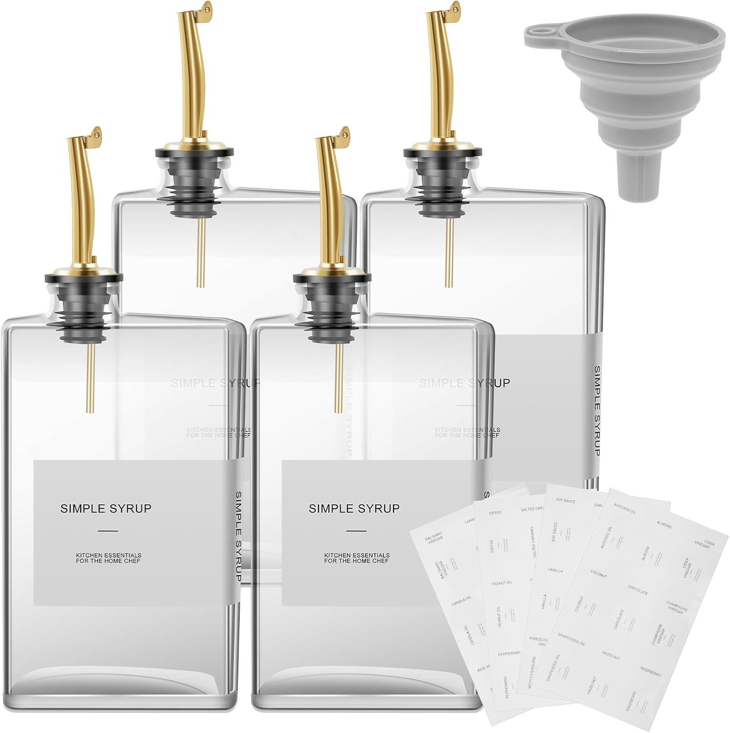 2/4PCS 500Ml Clear Olive Oil Bottle,Soy Sauce Dispenser,Olive Oil Dispenser,Empty Bottle of Soy Sauce Vinegar Seasoning Sauce in Kitchen for Cooking (4 PCS)