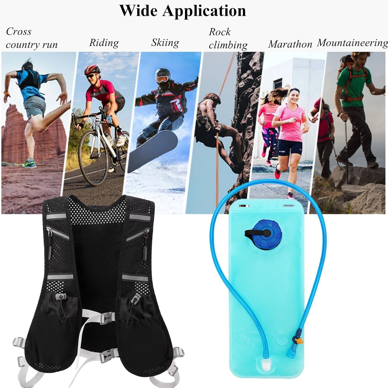 Running Vest, Running Backpacks Lightweight with 2L Water Bladder, Running Hydration Vest Hydration Backpack for Men & Women Trail Running, Cycling, Hiking & Marathons image number 5