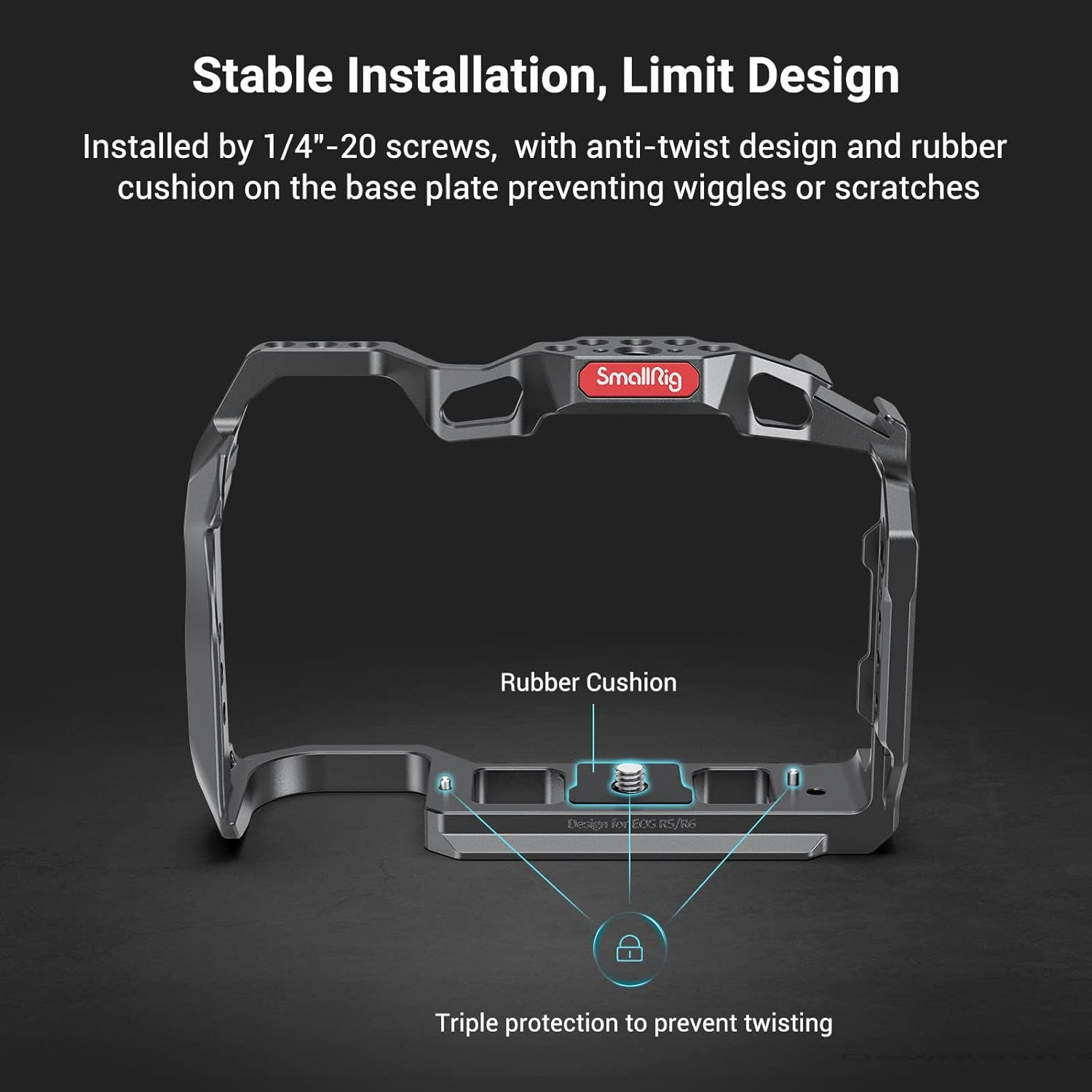 Smallrig R5 / R5 C / R6 Cage for Canon R5 R6 R5 C, Aluminum Alloy DSLR Rig Stabilizer with Cold Shoe, 1/4"-20 and 3/8"-16 Threaded Holes for Filmmaking, Video Shooting 2982B image number 2