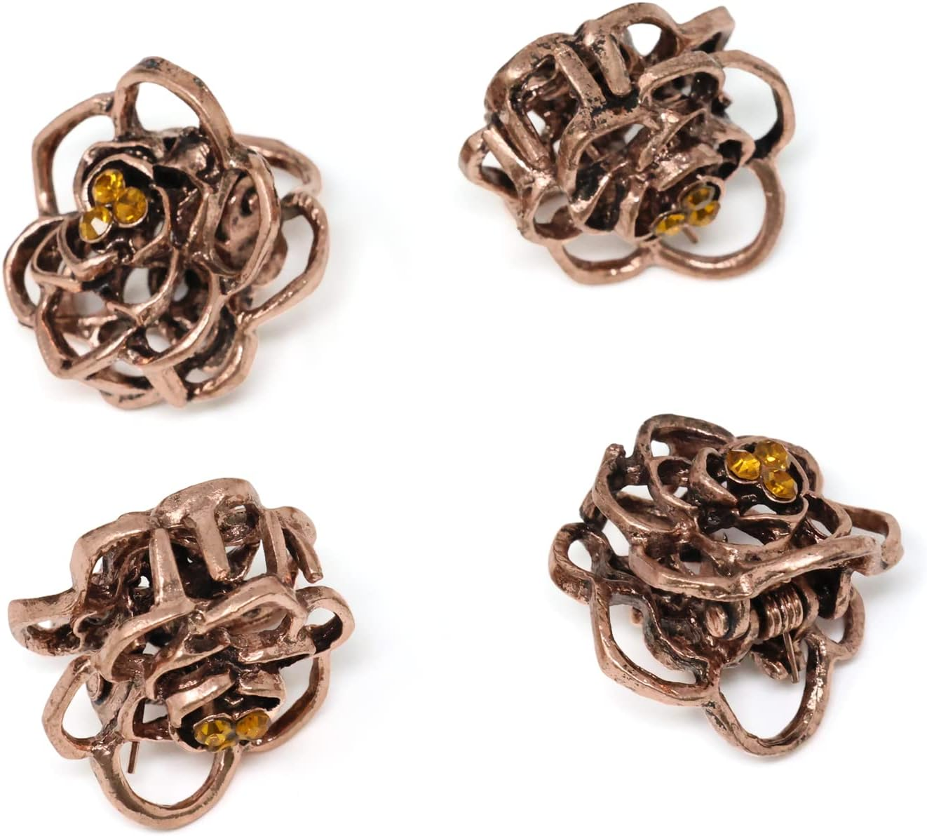 Honbay 8PCS Mini Vintage Rose Hair Claw Clips Sweet Hair Clips Small Hair Barrettes Decorative Hair Accessories for Wedding Party or Daily