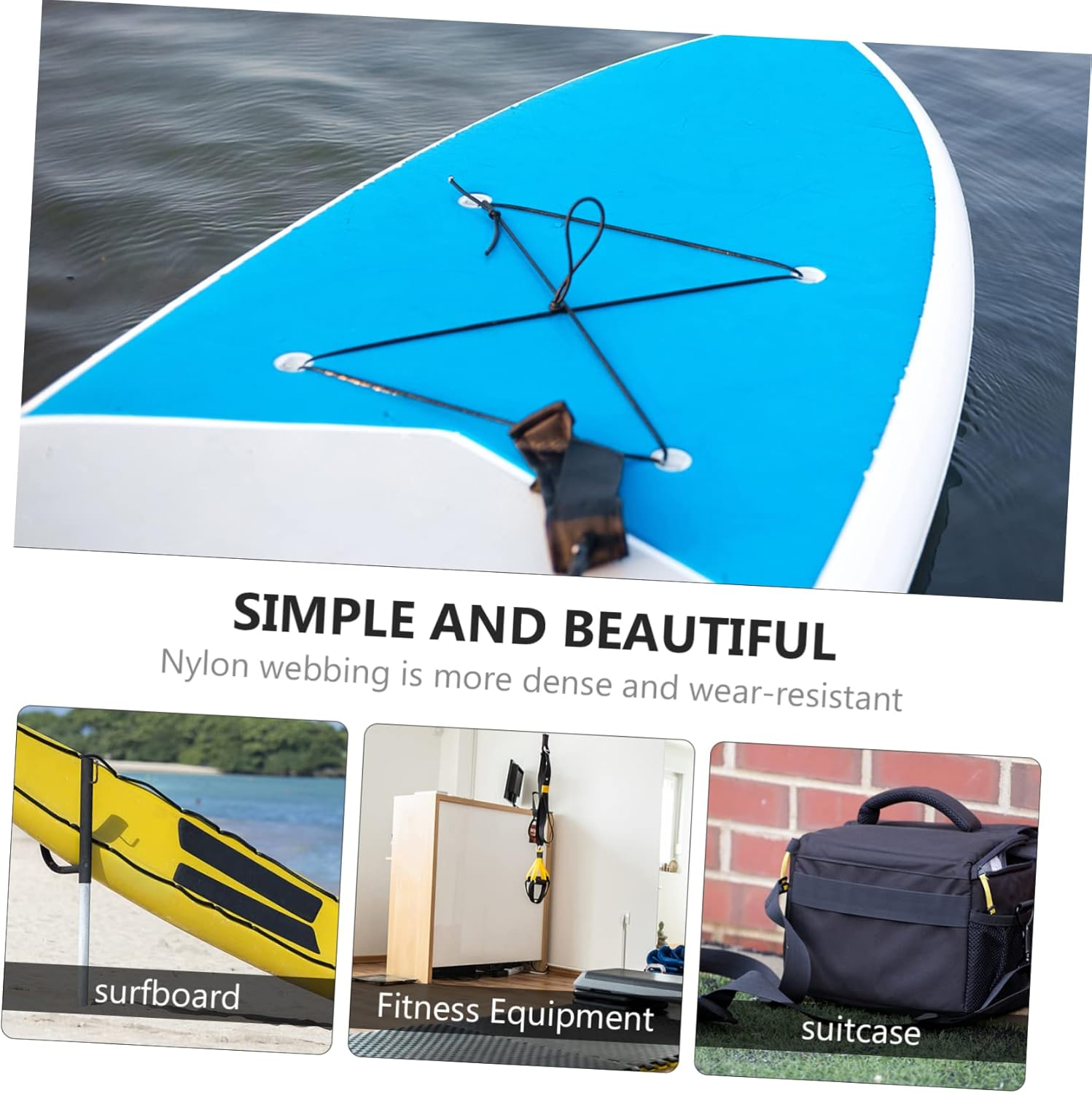 LOORGVEL 2Pcs Luggage Bundling Straps with Buckle Travel Suitcase Tie Straps for Outdoor Fitness Gear and Surfboard Roof Rack Secure Packing Belt image number 2