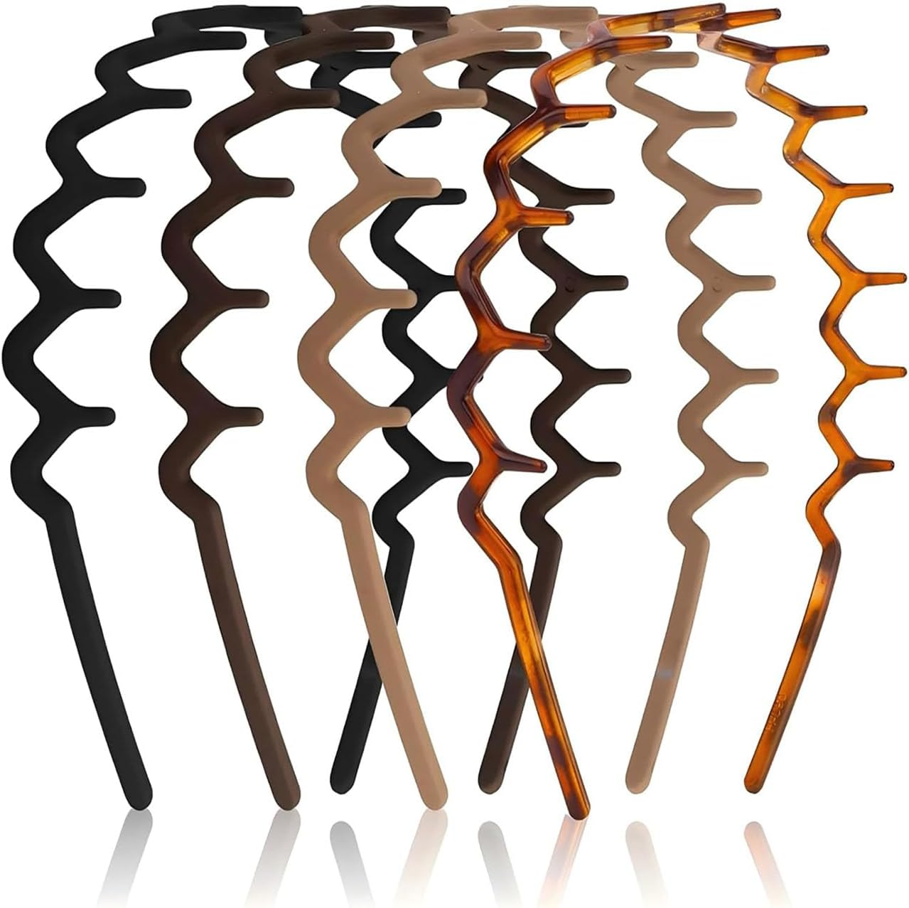 SOVYOULIVE 4 Pack Zig Zag Headbands,Plastic Hair Bands with Teeth Thin Zigzag Head Bands for Women'S Hair,90S Zigzag Headband Hair Accessories image number 6