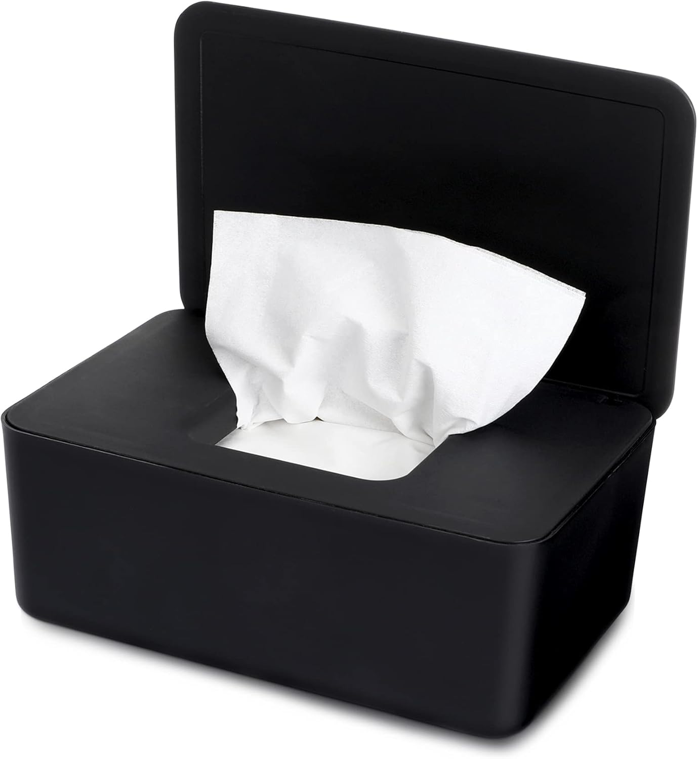 NOVWANG Wipes Dispenser Large Capacity Baby Wipes Holders Case Keeps Wipes Fresh Wipes Container with Silicone Non-Slip Pad, Dustproof Tissues Wipes Case with Lid (White-Blue)