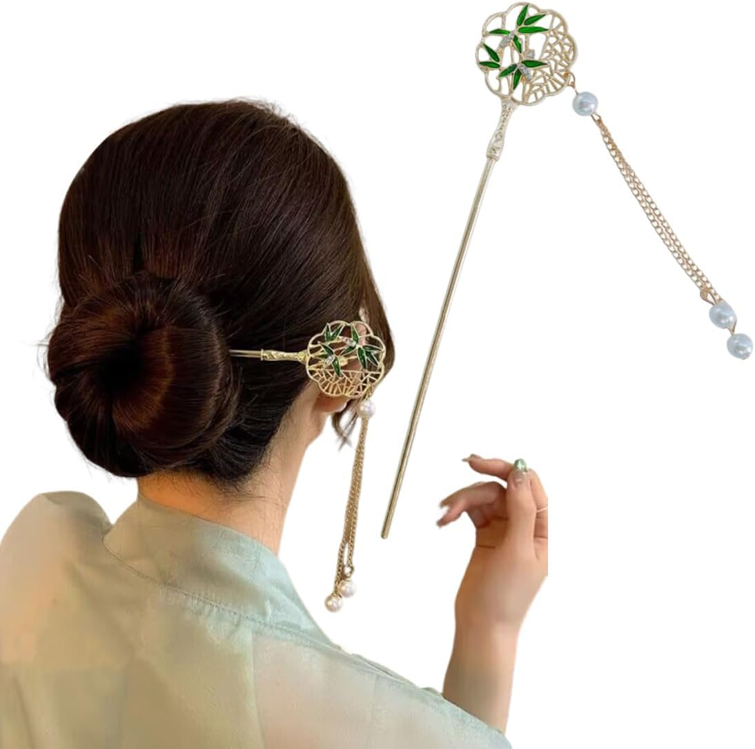 Antique Hairpin, 1 Piece Vintage Hair round Fan Bamboo Hair Sticks Hair Chinese Hair Pins Old Hair Clip for Decorative Hair Solid Hairstyle image number 3