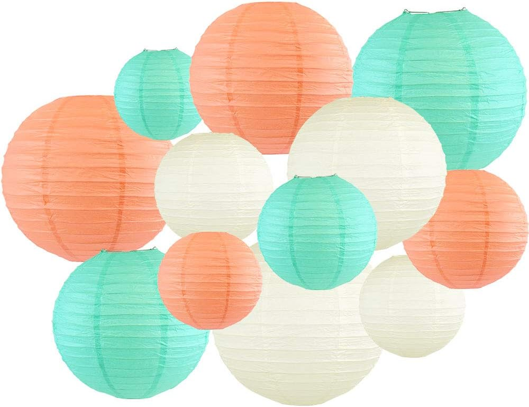 Just Artifacts Decorative Fall round Chinese Paper Lanterns 12Pcs Assorted Sizes & Colors (Color: Happy Harvest)